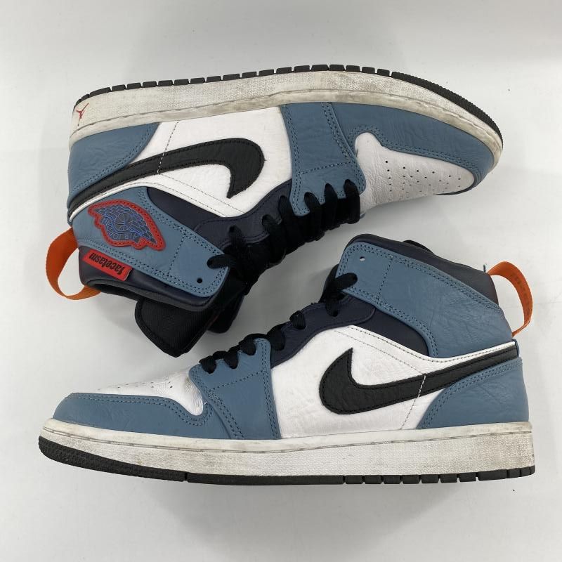 中古】FACETASM × NIKE AIR JORDAN1 Mid White/Navy スニーカー 27cm