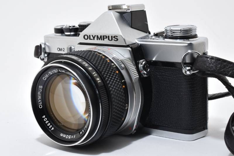  実用品 レザーカバー付 Olympus オリンパス OM 2 シルバー SYSTEM G ZUIKO AUTO S 1 4 50 mm レンズキット フィルム一眼カメラ 4014 14 一眼レフカメラ(フィルム) フィルムカメラ