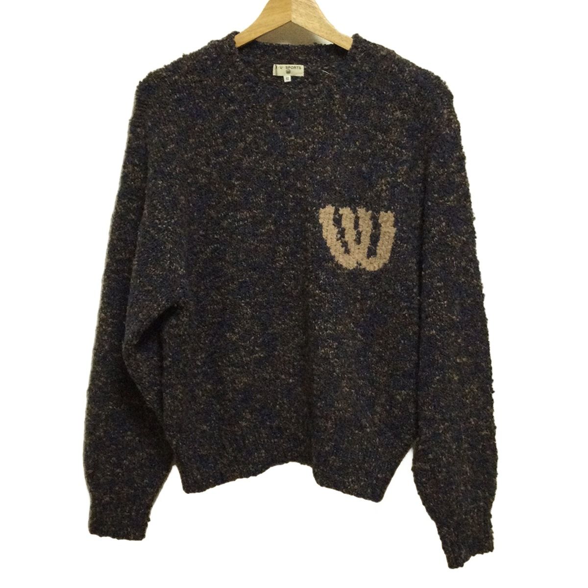 M U SPORTS ミエコウエサコ 長袖セーター サイズ42 L レディース ネイビー ダークブラウン ベージュ クルーネック ニット
