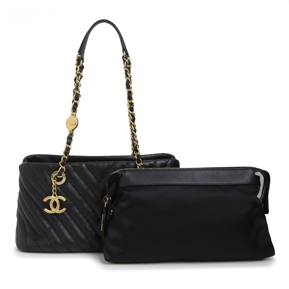 シャネル シェブロン Vステッチ チェーン ショルダートートバッグ