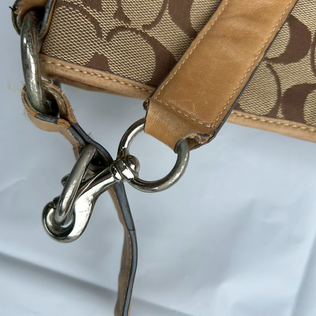 送料込み】COACH コーチ ショルダーバッグ キャンバス ベージュ 