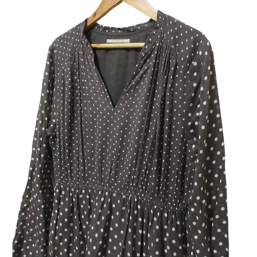美品 NE QUITTEZ PAS ヌキテパ Vネック ドット柄 長袖 ロング ギャザー