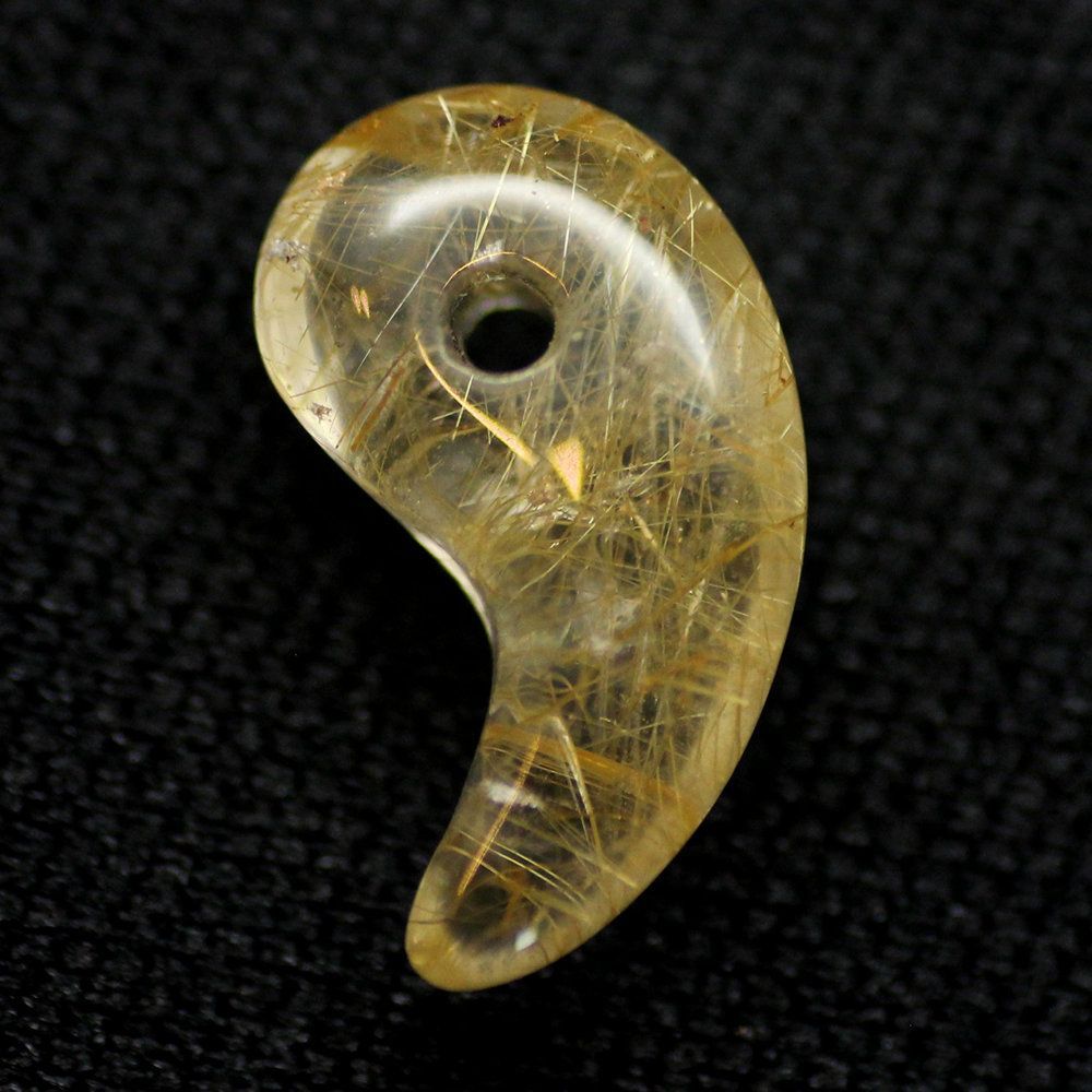 高透明 ゴールドタイチンルチルクォーツ 勾玉 天然石 金運 仕事運 成功のお守りGHM 4 財運 成功運 お守り メンズ レディース プレゼント 守護石 京海堂 天然石の卸 京の蔵