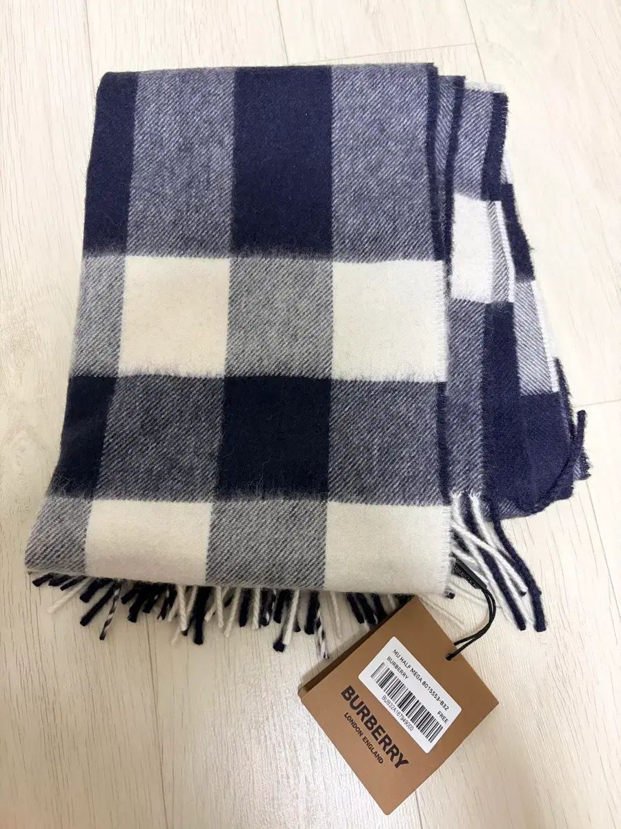 バーバリー ネイビー CHECK カシミア マフラー