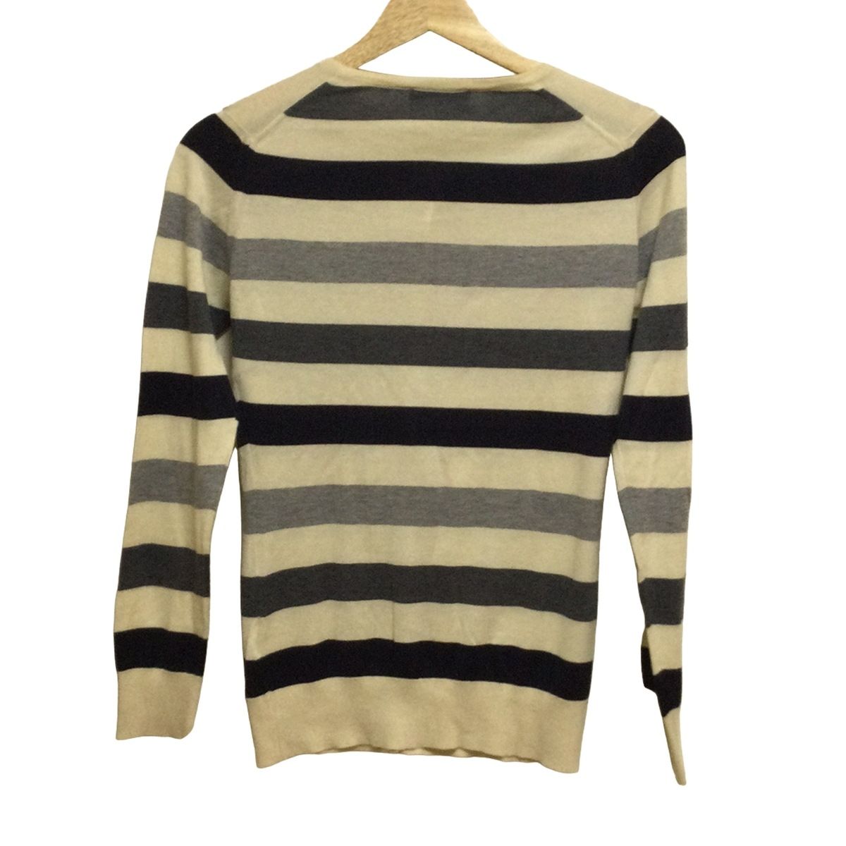 JOHN SMEDLEY ジョンスメドレー カーディガン サイズS レディース - アイボリー×ライトグレー×マルチ 長袖 ボーダー