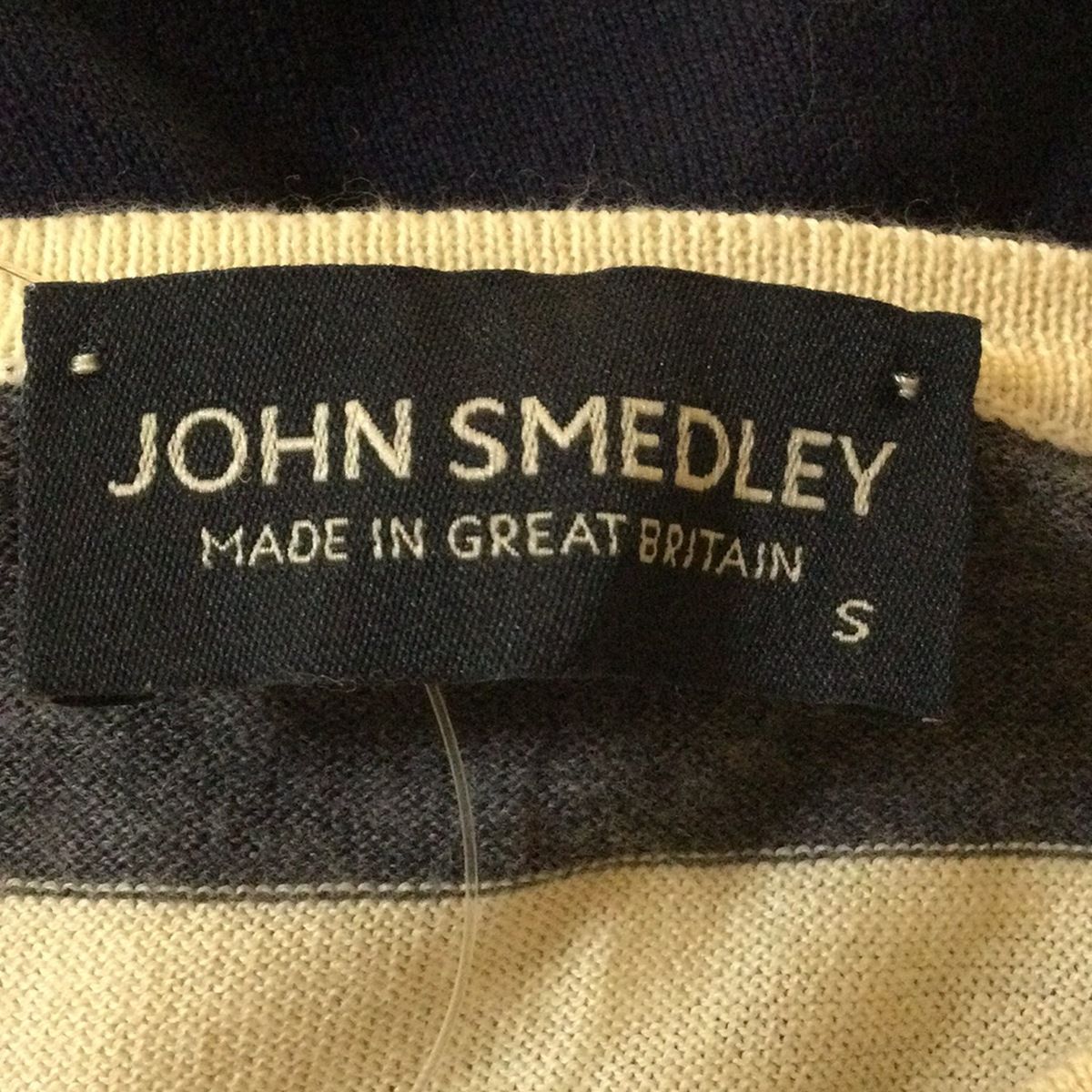  JOHN SMEDLEY ジョンスメドレー カーディガン サイズS レディース - アイボリー×ライトグレー×マルチ 長袖 ボーダー 長袖 カーディガン ボレロ アンサンブル