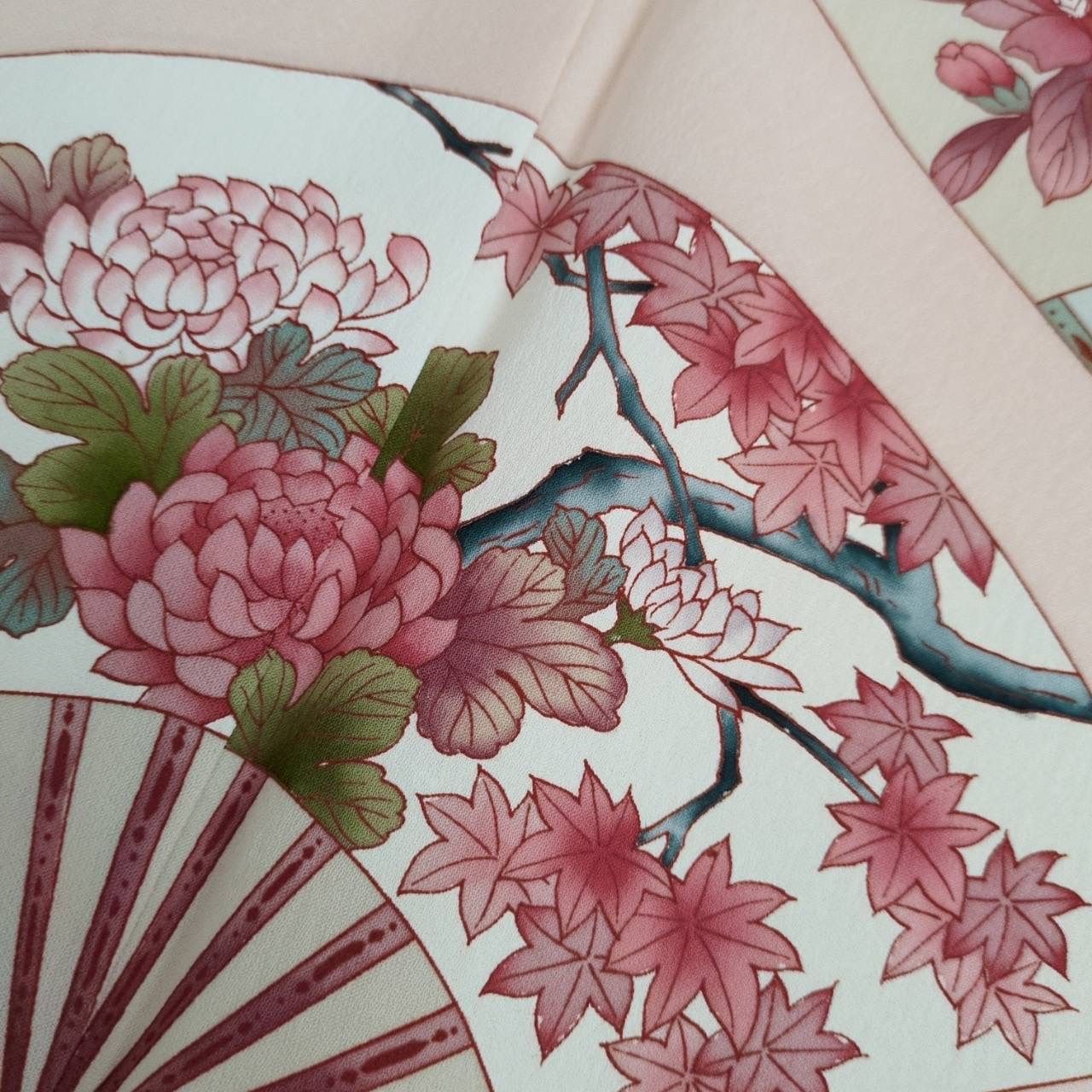 付下げ 扇に花柄 裄65 紋無し 訪問着 正絹 着物 MK-2343 - メルカリ