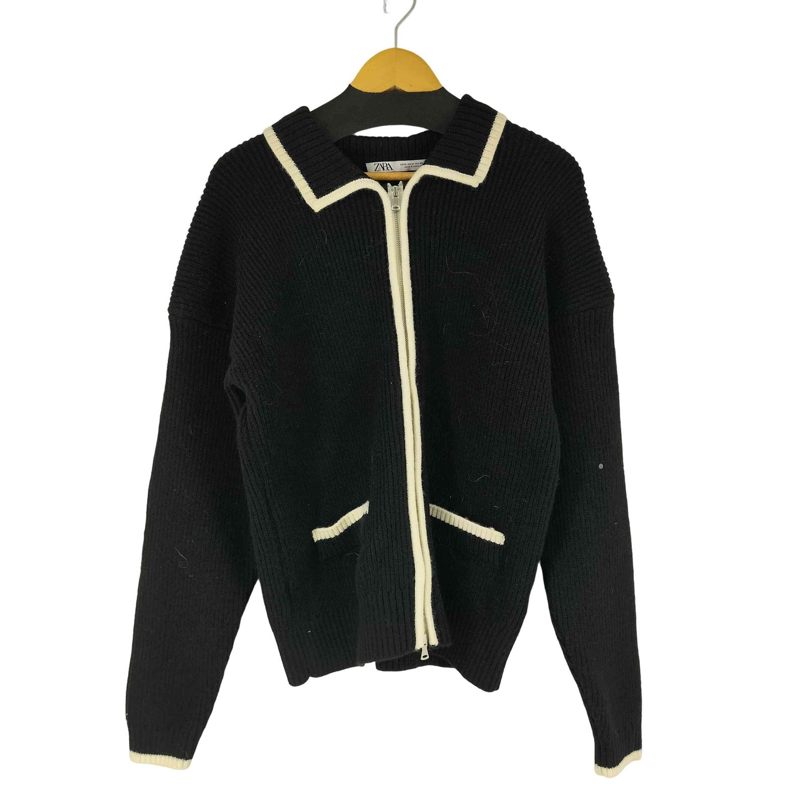 ザラ ZARA コントラストジップアップカーディガン メンズ import：M 