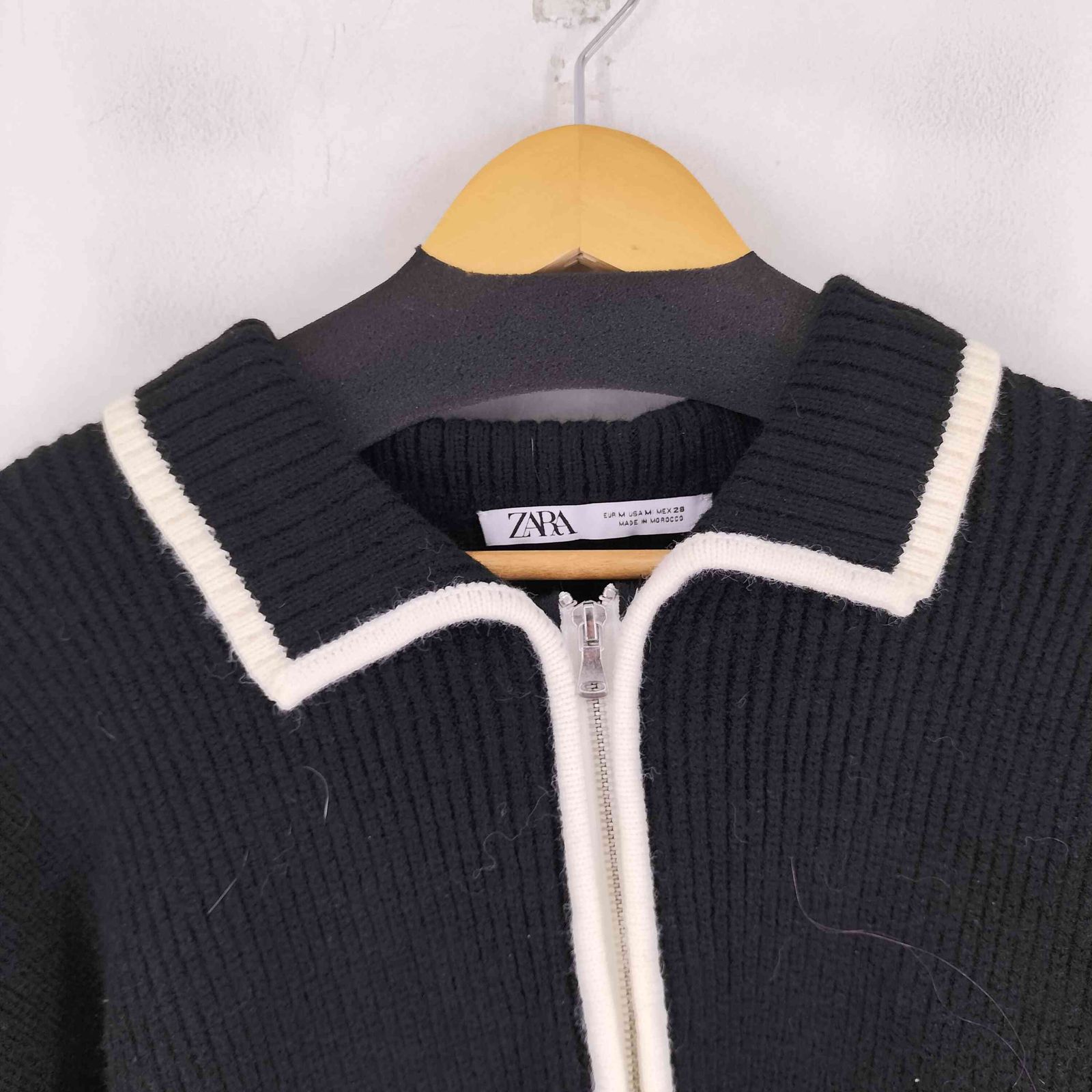 ザラ ZARA コントラストジップアップカーディガン メンズ import：M 