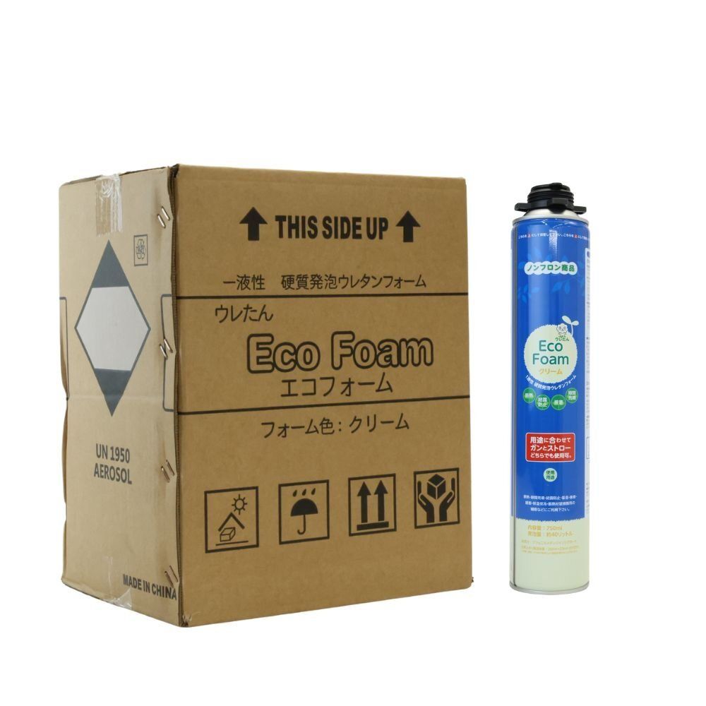 一液性 硬質発泡ウレタンフォーム エコフォーム クリーム色 750 ml 12本入 配送不可 併 KG