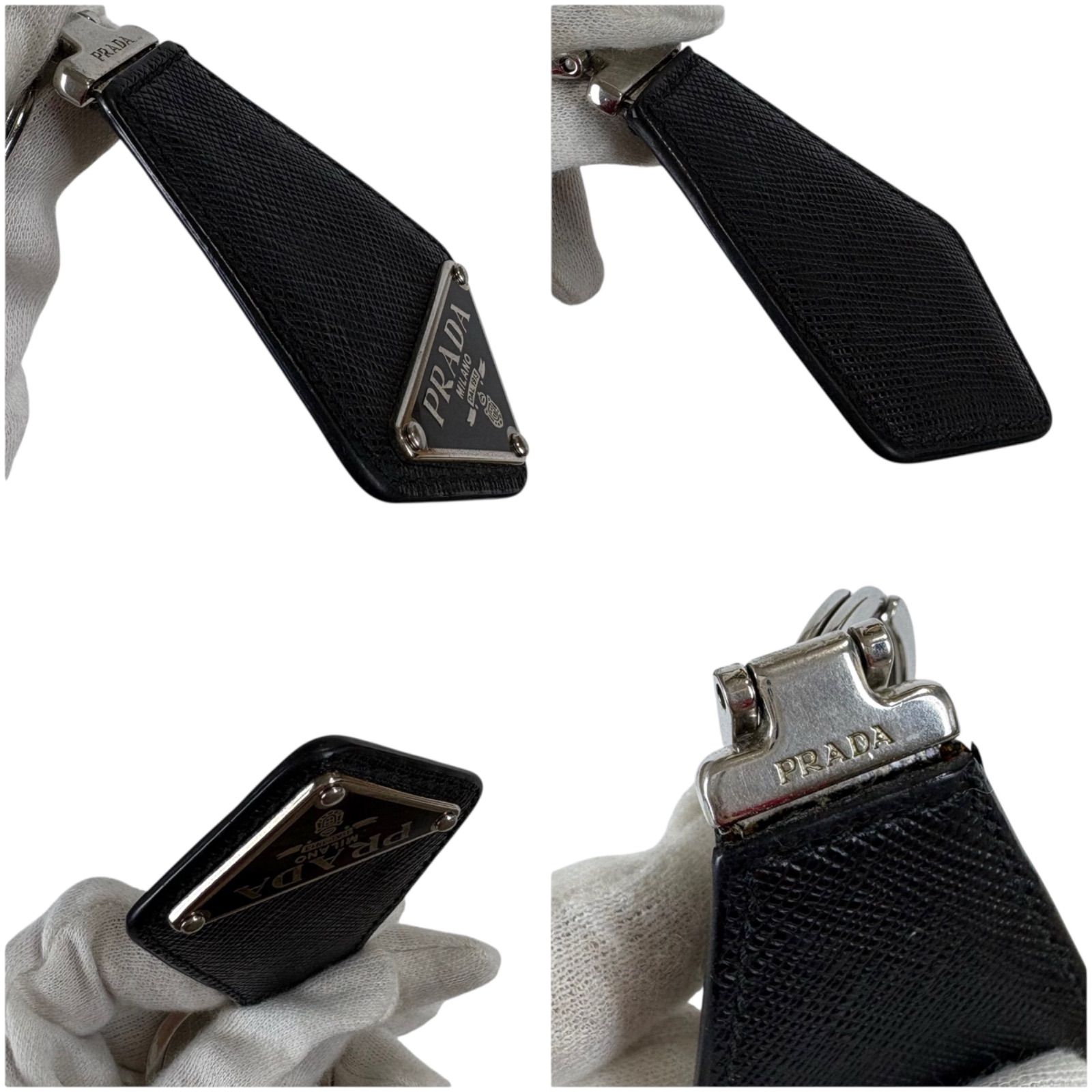 プラダ PRADA サフィアーノレザー キーチェーン トライアングルロゴ