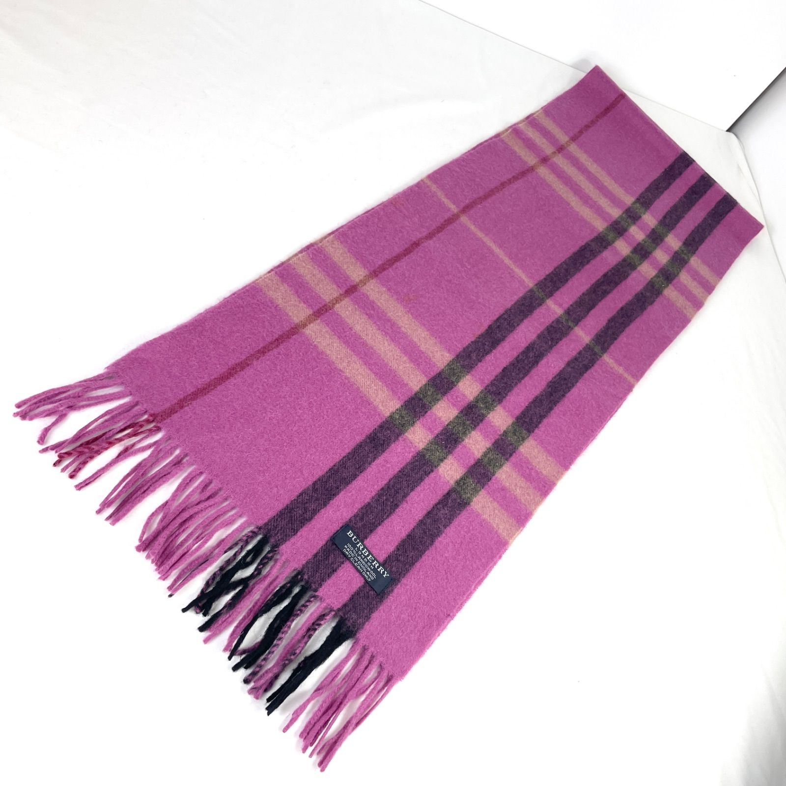 t2112 バーバリー ロンドン マフラー チェック ウール100