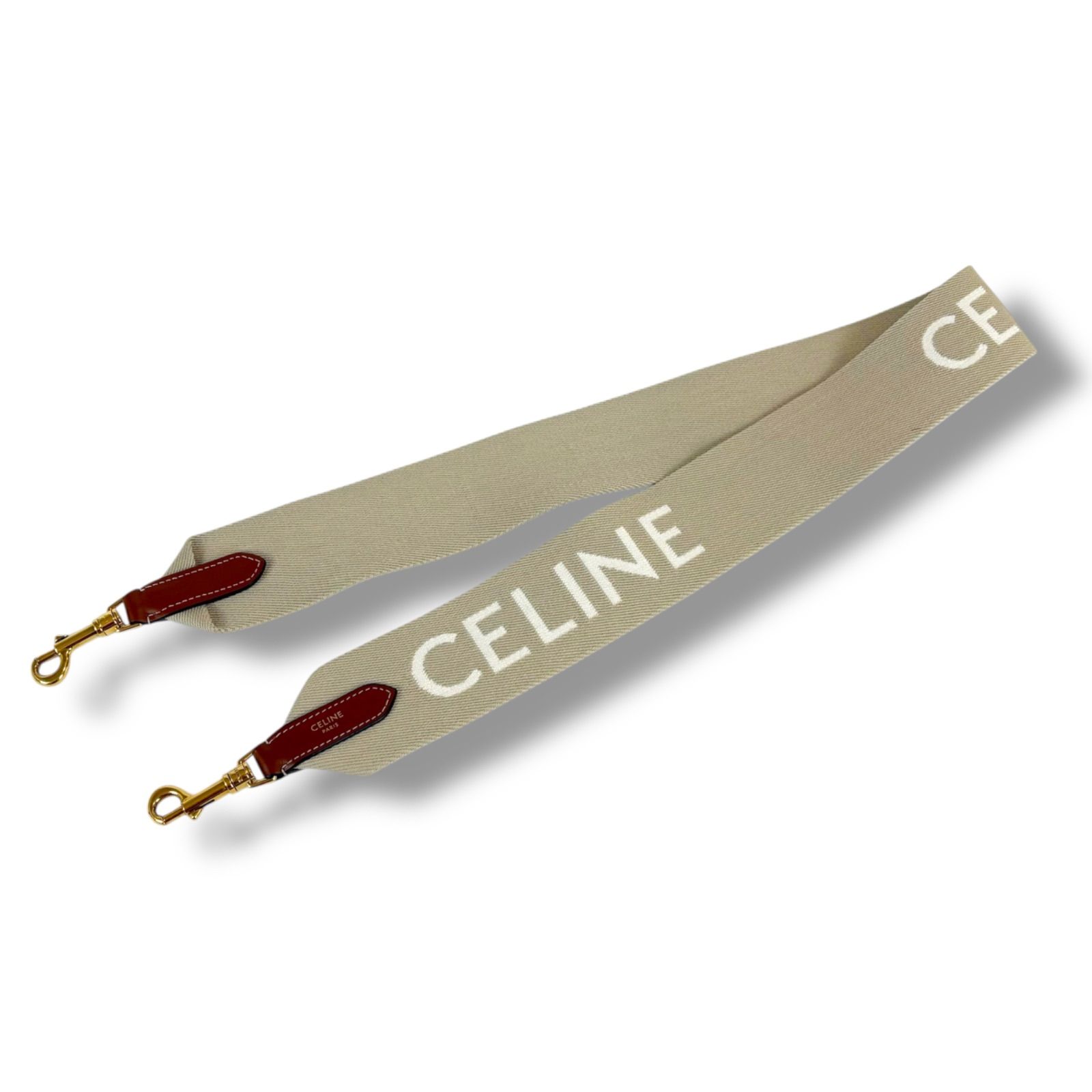 セリーヌ CELINEジャカード ロングストラップ ウール ベージュ