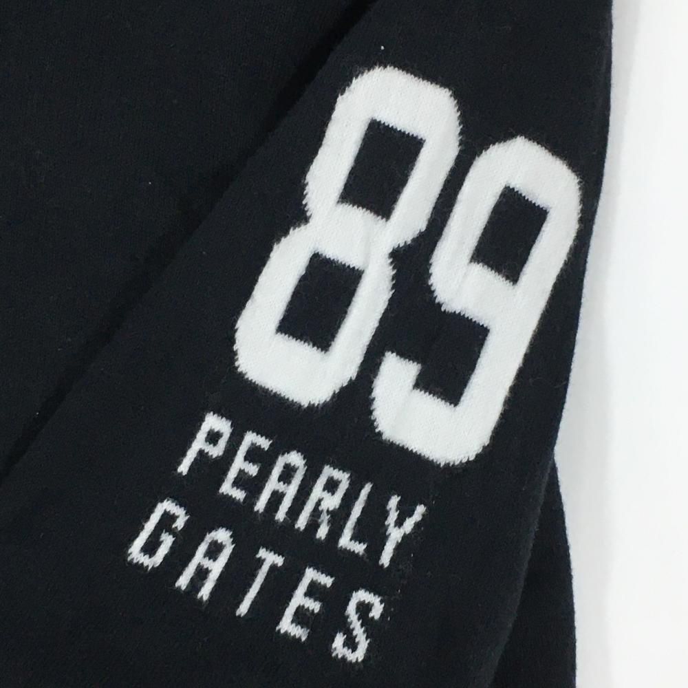 美品　パーリーゲイツ　ハイネックセーター サイズ1 黒　ロゴ　ブラック パーリーゲイツ タートルネックセーター 黒 ニット コットン混