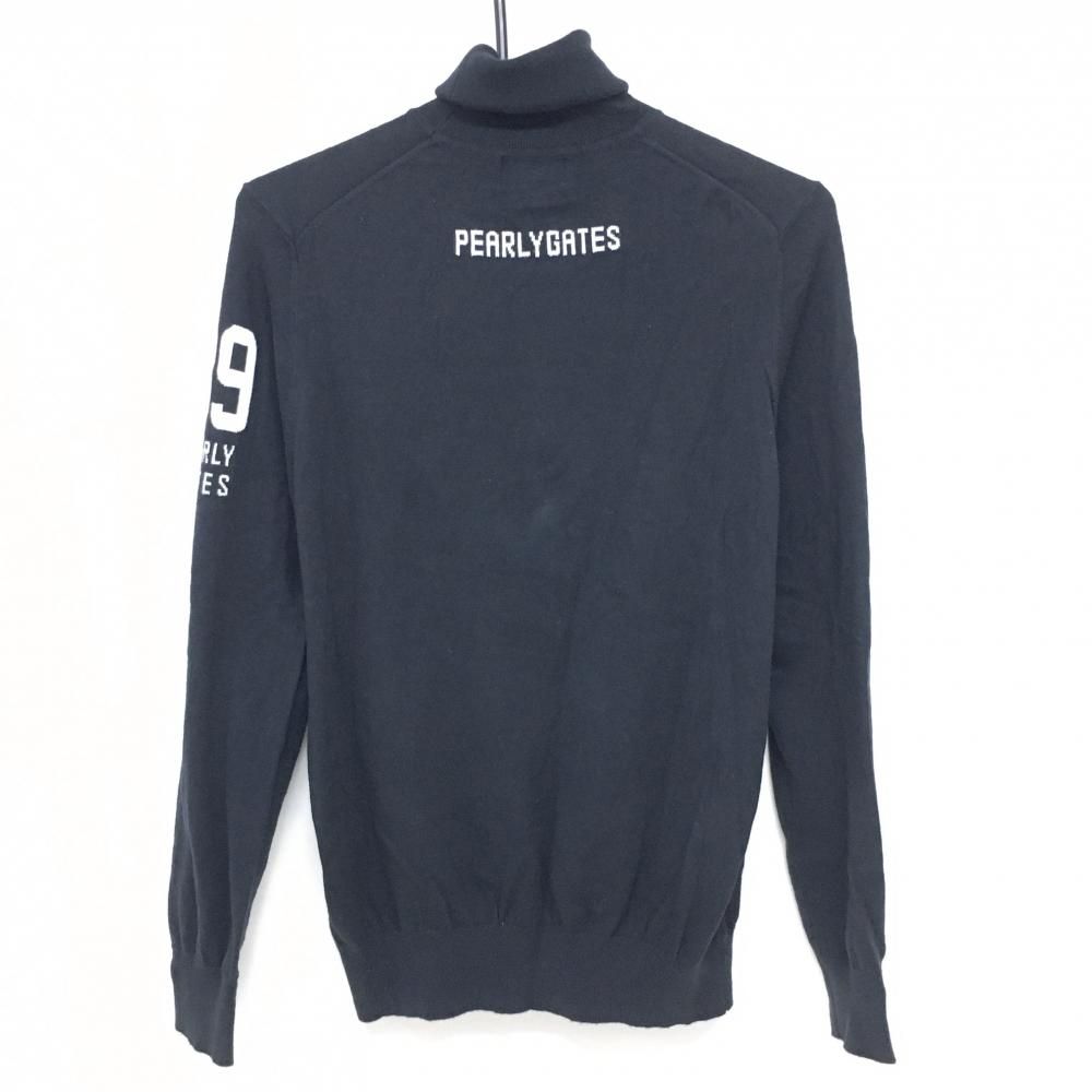 パーリーゲイツ タートルネックセーター 黒 ニット コットン混