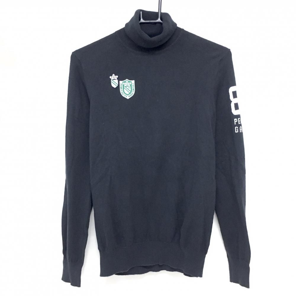 パーリーゲイツ タートルネックセーター 黒 ニット コットン混