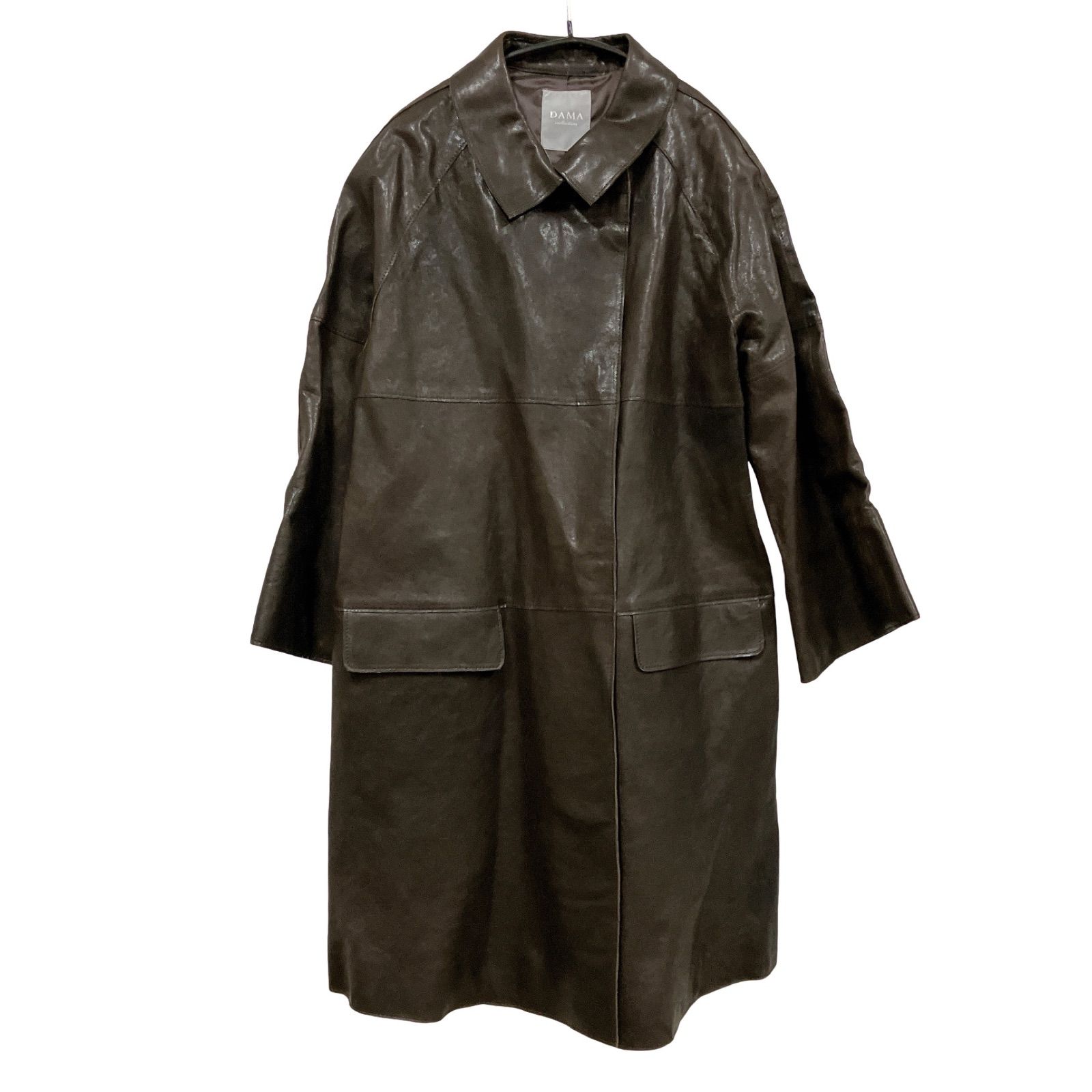 OG 30 DAMA collection ダーマ レザーコート ダークブラウン 羊革 レディース サイズ13号