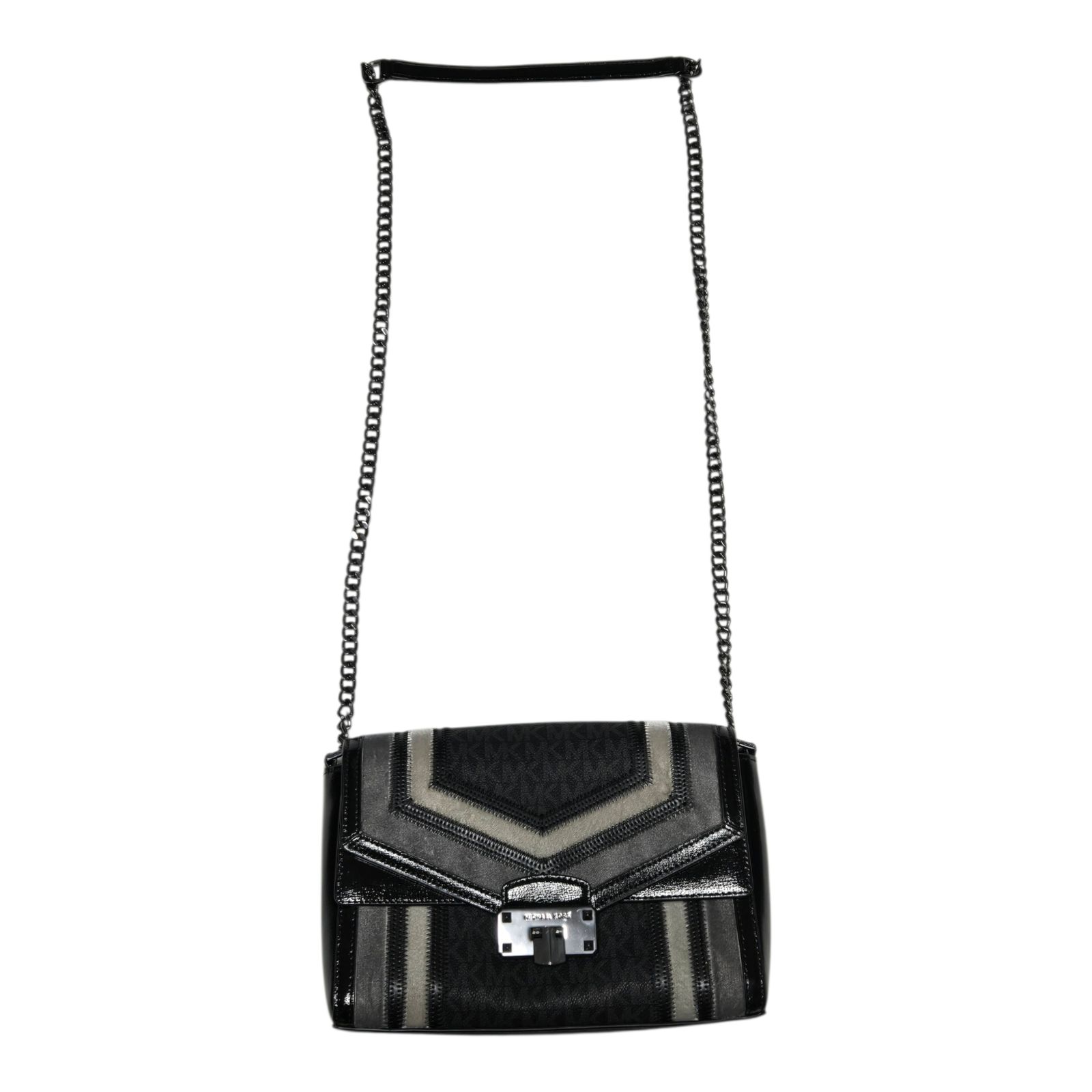 ◆MICHAEL KORS マイケルコース ショルダーバッグ パッチワーク レディース チェーンバッグ ブラック系 ベロア 中古品 Q102807NL ◇MICHAEL KORS マイケルコース ショルダーバッグ パッチワーク