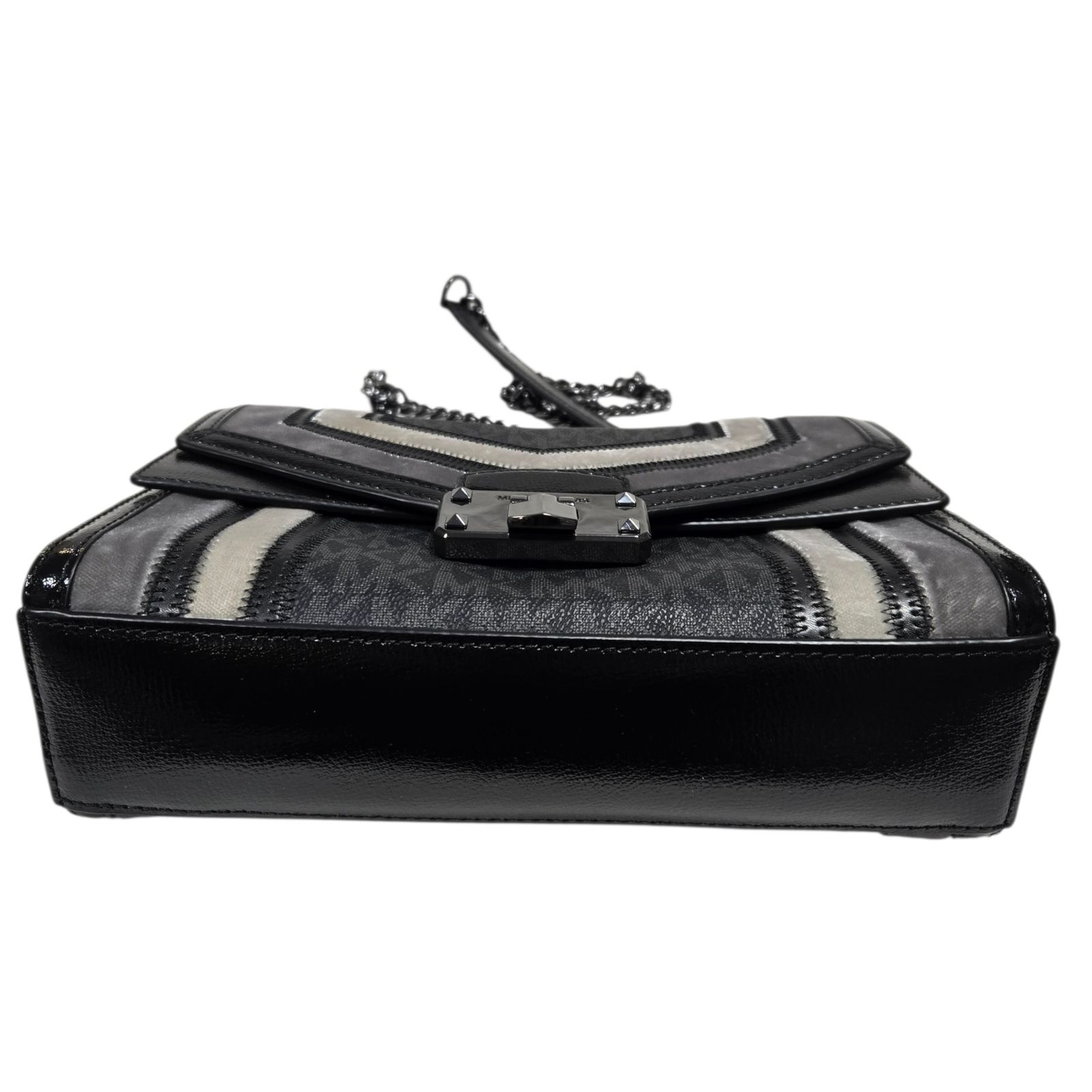 ◆MICHAEL KORS マイケルコース ショルダーバッグ パッチワーク レディース チェーンバッグ ブラック系 ベロア 中古品 Q102807NL ◇MICHAEL KORS マイケルコース ショルダーバッグ パッチワーク