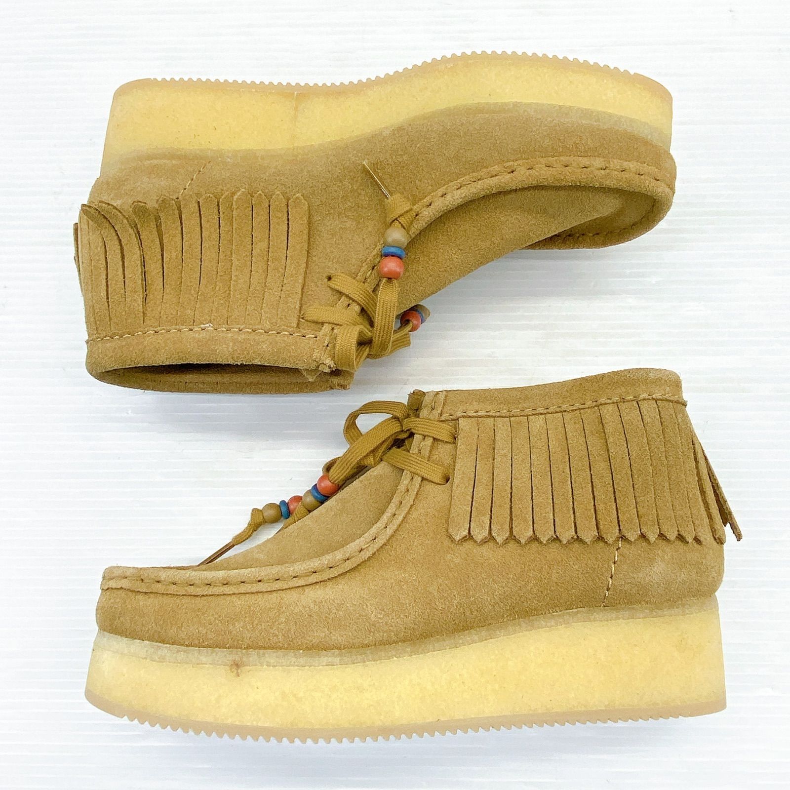 Clarks クラークス ワラビー スエード モカシン シューズ フリンジ UK 6 24.5 cm 11826 モカシン 靴