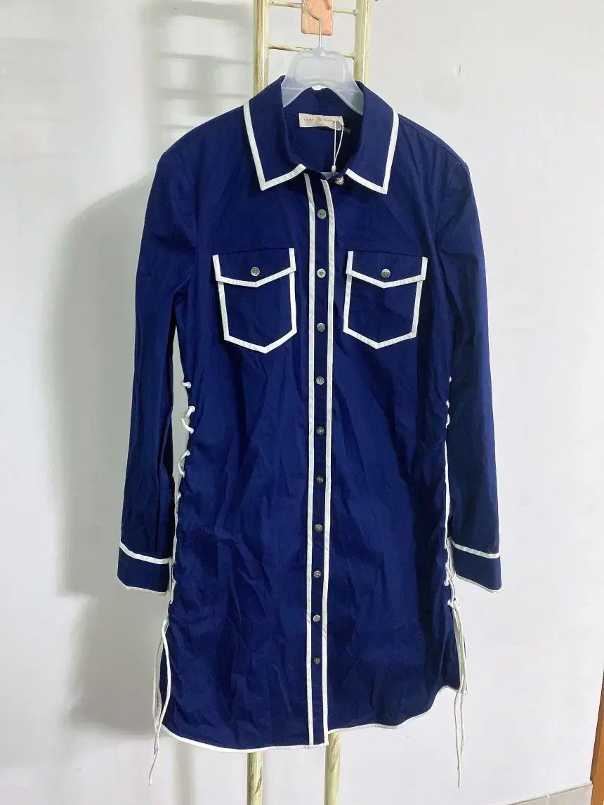 モンヴィンテージ サイズ4 トリーバーチ レディース パール ジーン バレエコア シャツ型 長袖 ONE PIECE