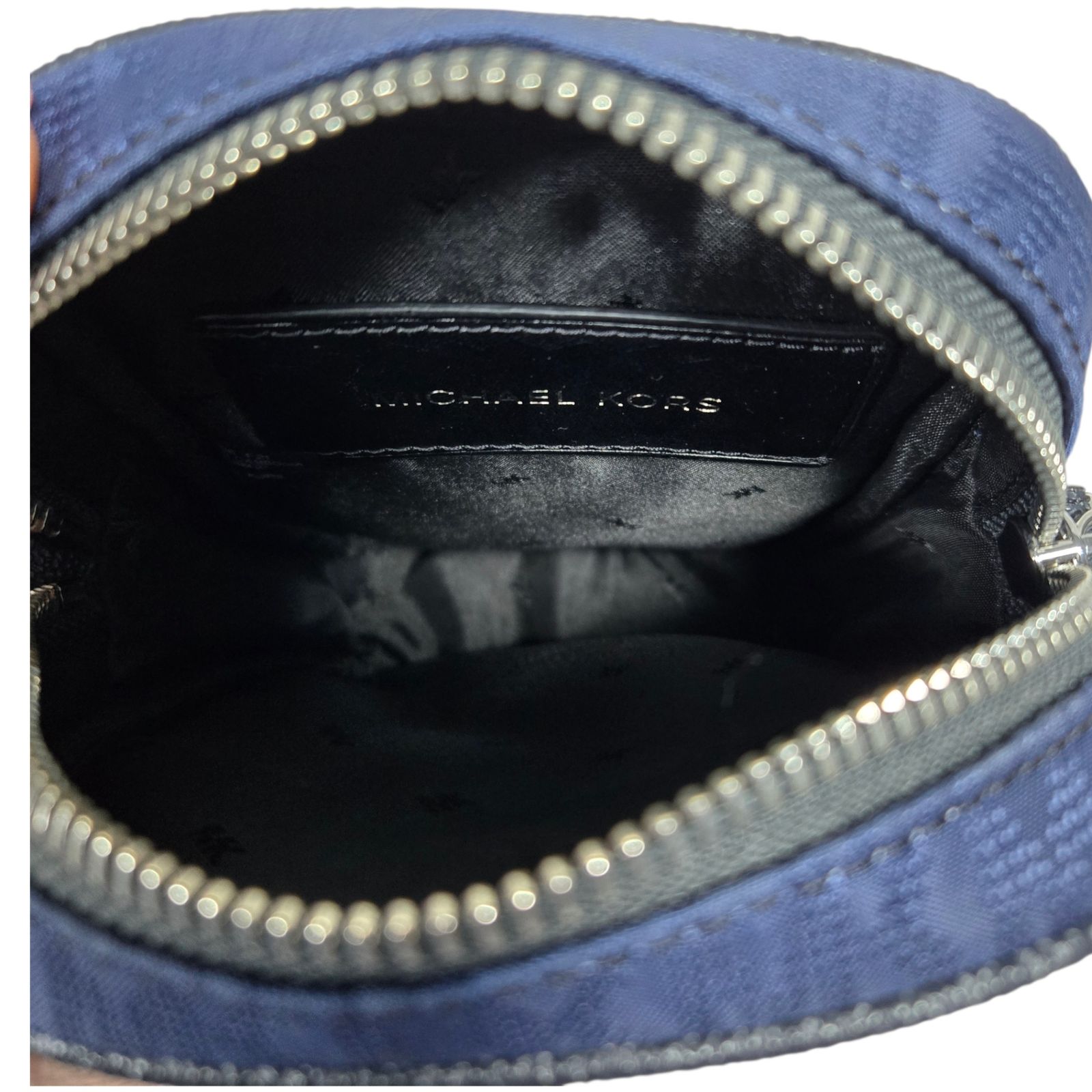 ◆MICHAEL KORS マイケルコース クロスボディショルダーバッグ ミニ ブラック×ブルー系 ウィメンズ MKシグネチャー 中古品 Q103966NL ◇MICHAEL KORS マイケルコース クロスボディショルダーバッグ ミニ