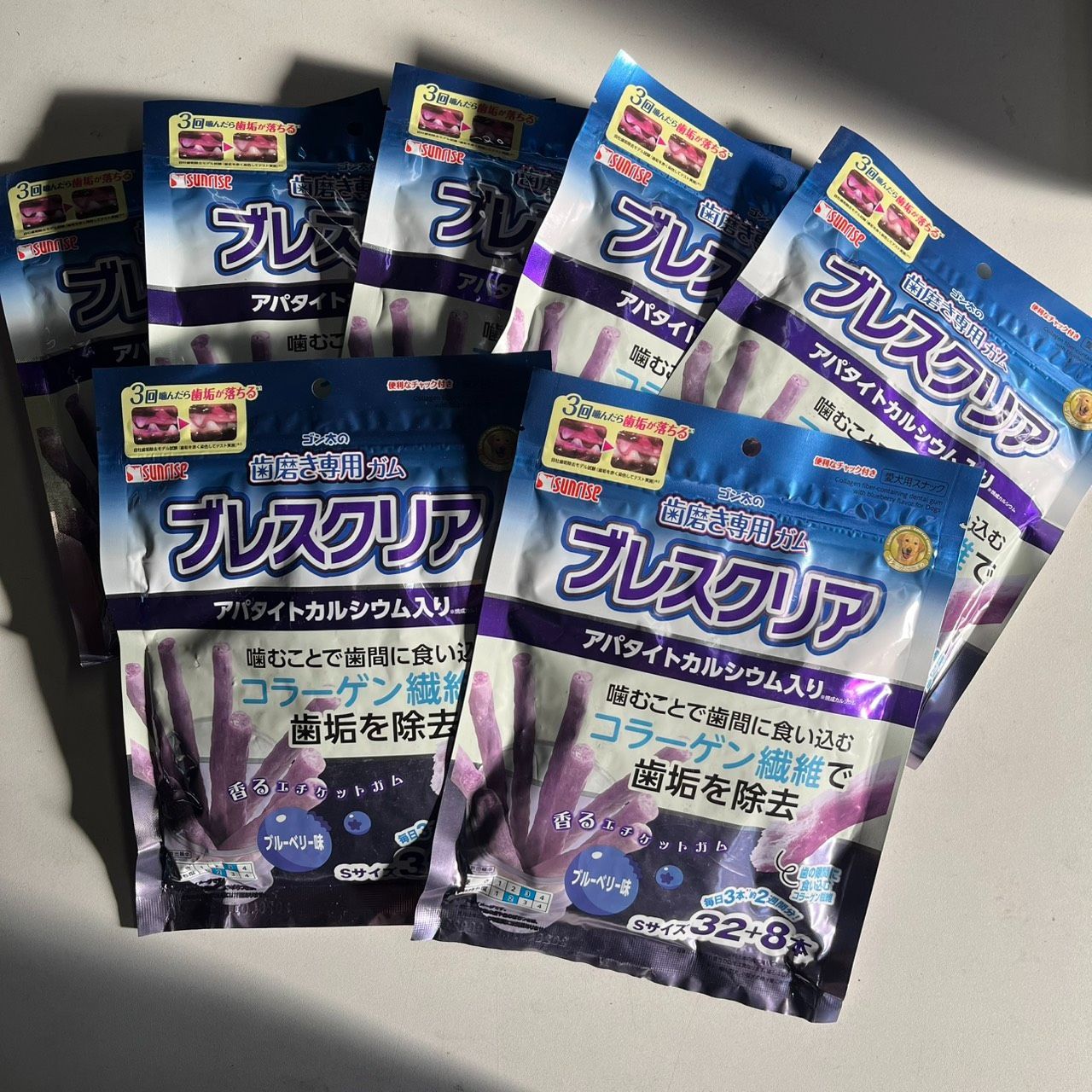 サンライズ ゴン太 ブレスクリア 歯磨き ガム Sサイズ ブルーベリー味 32 8本入 7袋 犬用