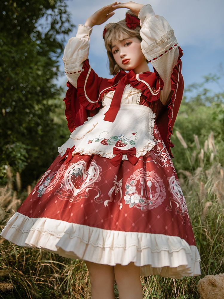 ロリータドレス lolitaドレス クローク ヘアバンドワンピース 少女風 レース＆リボン装飾 普段着コスプレ