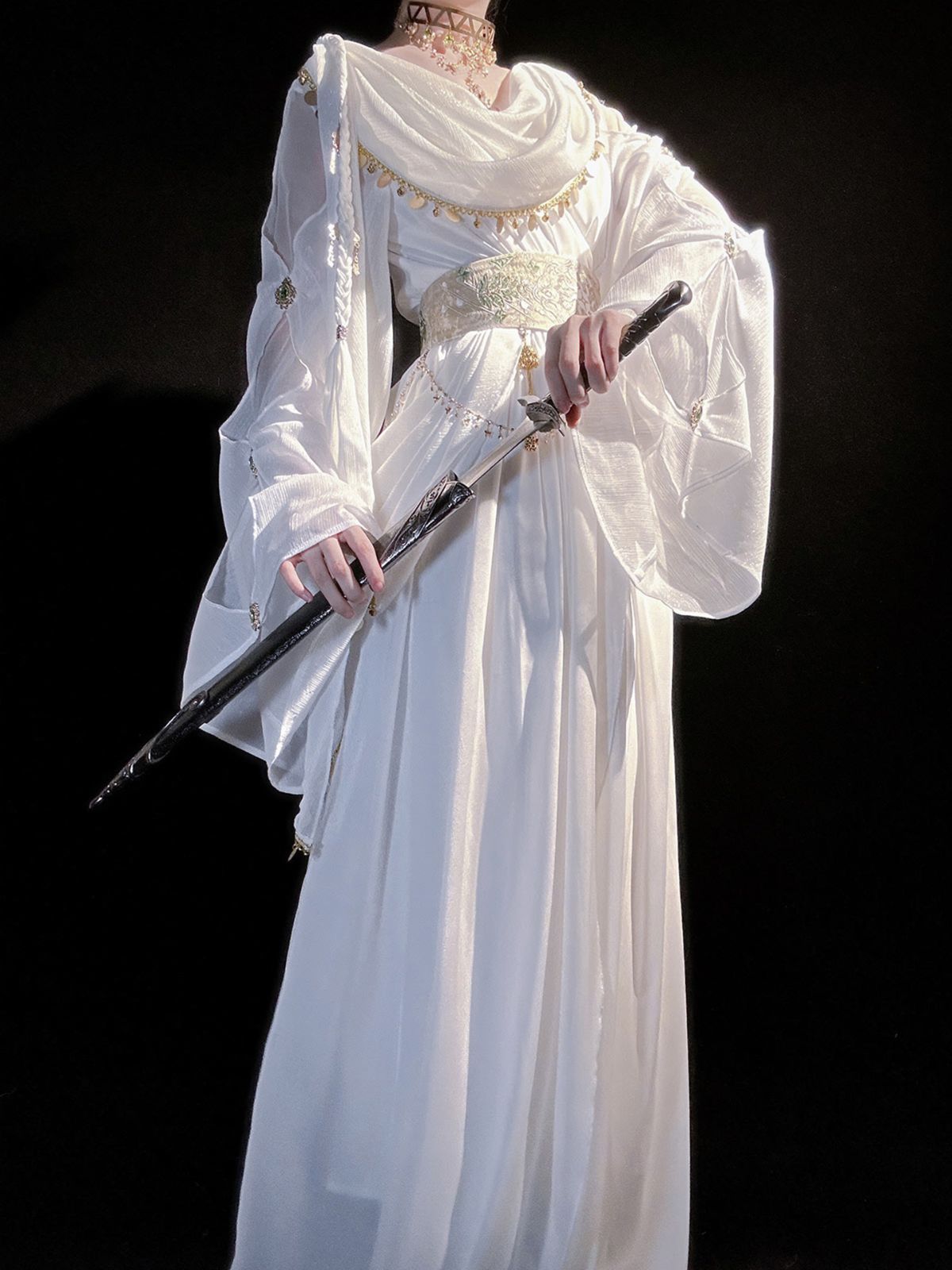 ロリータギリシャ風 lolitaドレス ワンピース コスプレ ロングスリーブ クラシカルデザイン 感 舞台衣装 イベント向け 普段着ホワイト