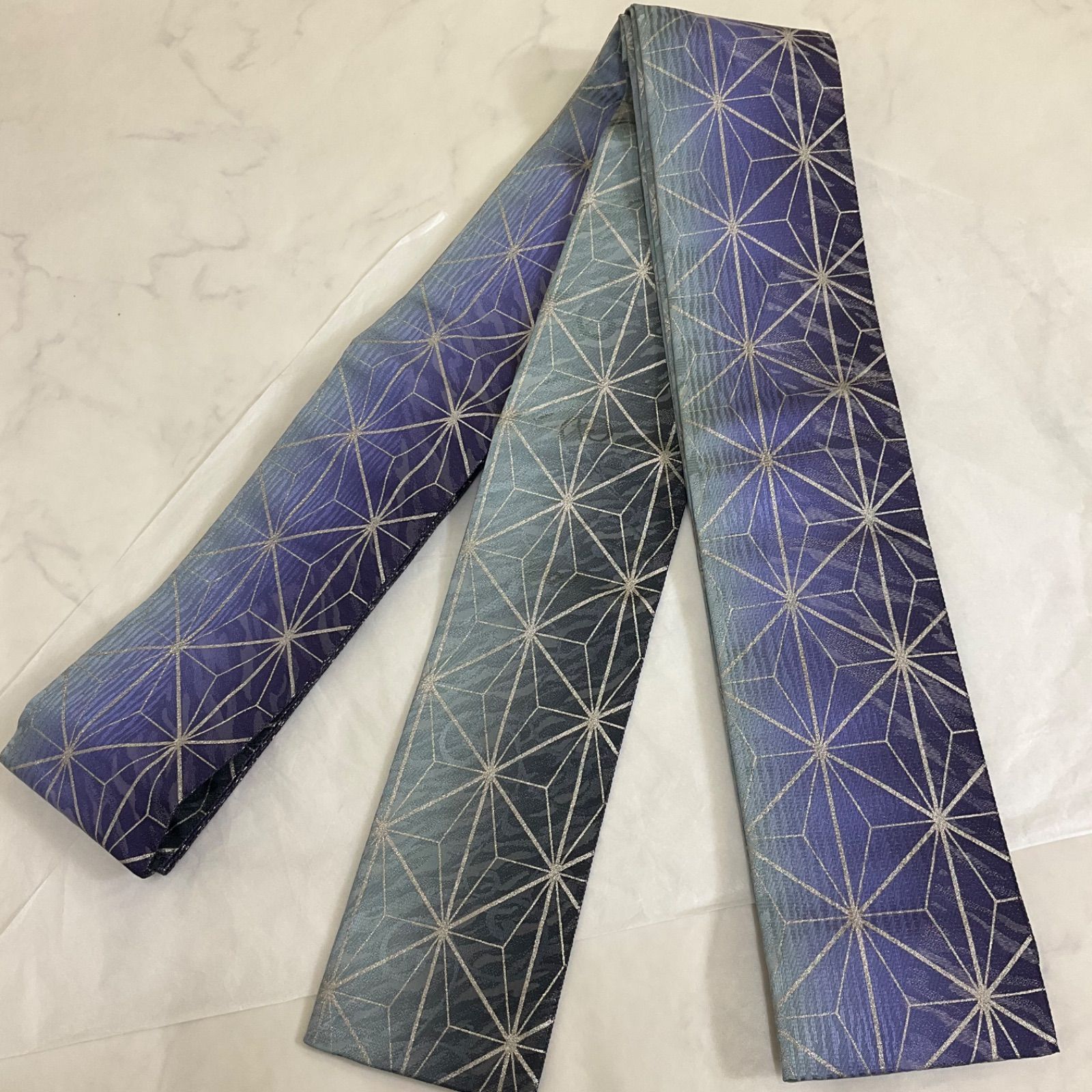 kimono one⬛男前屋⬛️厳選⬛️お誂え品⬛️最 西陣織正絹⬛️角帯⬛️リバーシブル⬛️長さ381 cm⬛男着物男羽織男襦袢男袴角帯男帯