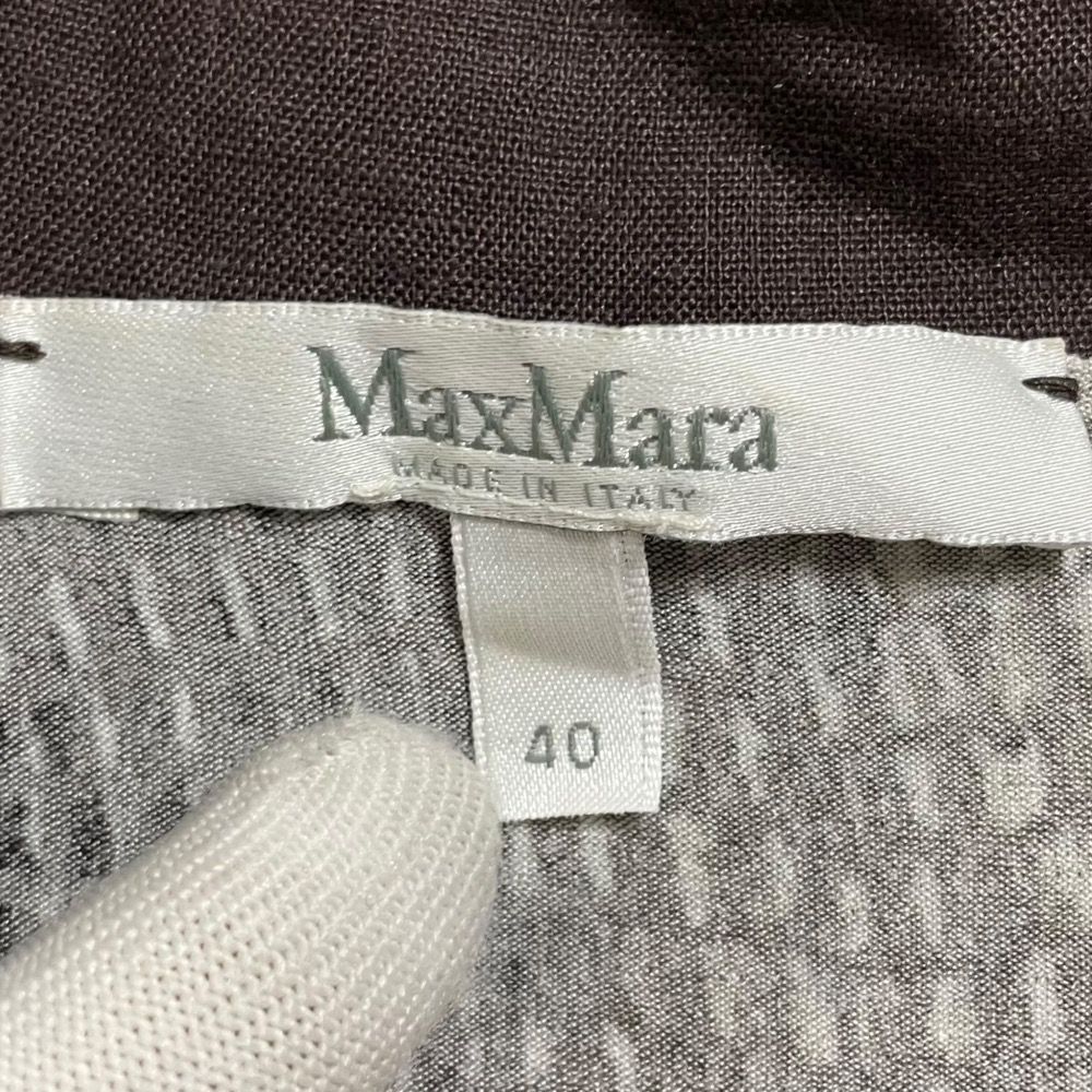 美品 Max Mara マックスマーラ 総柄 半袖 ひざ丈 タイト ドレープ  