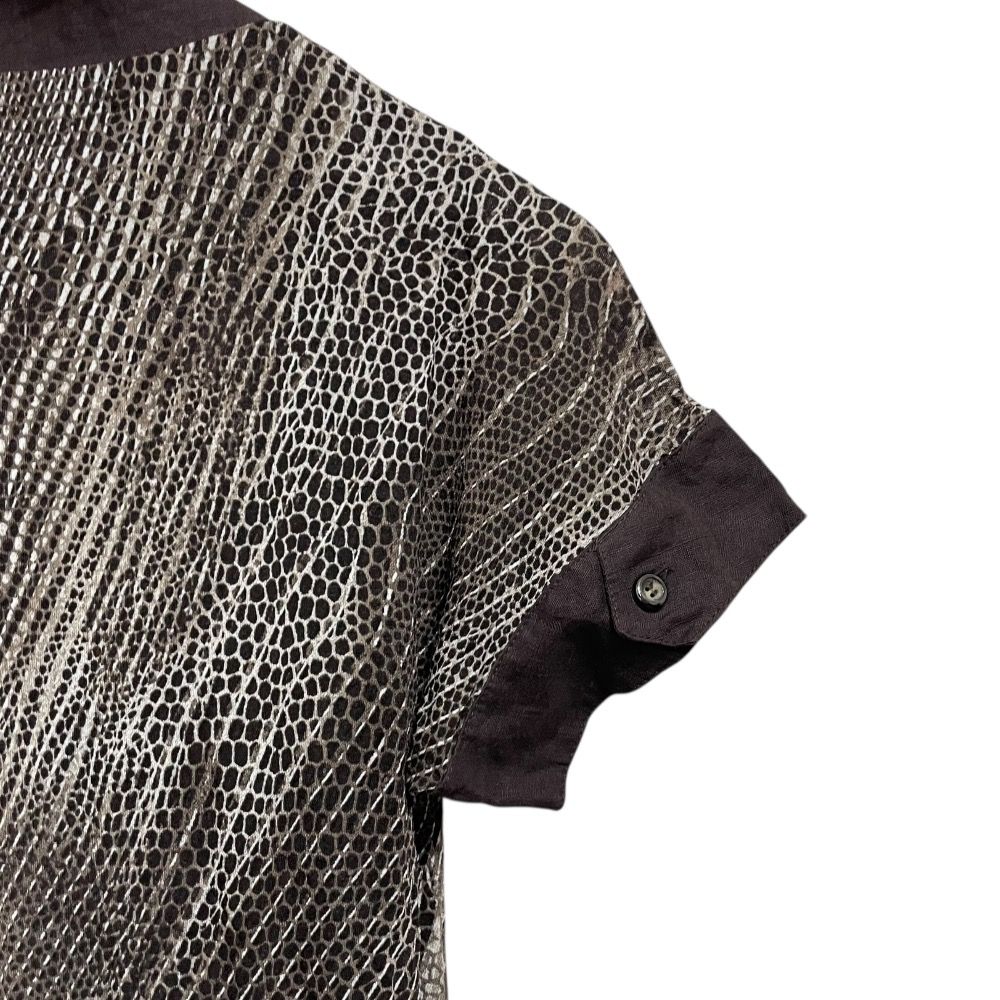 美品 Max Mara マックスマーラ 総柄 半袖 ひざ丈 タイト ドレープ  