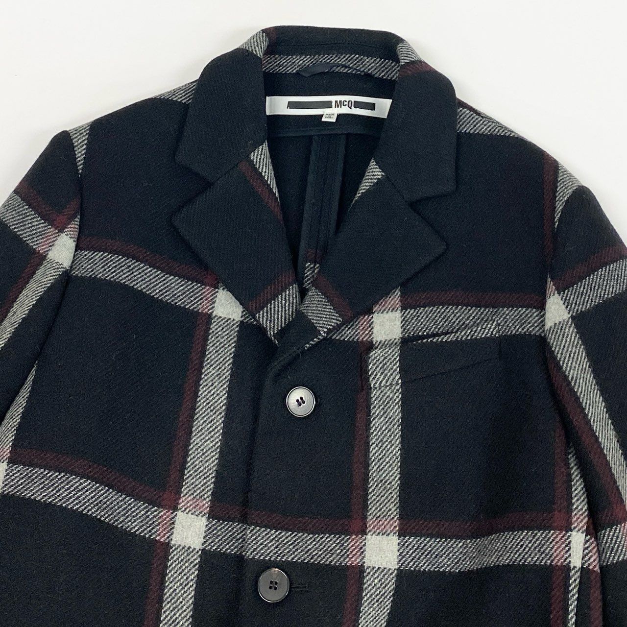 アレキサンダーマックィーン 11AWヘリンボーンツイードチェスターコート46 5L17 McQ Alexander McQueen マックキュー アレキサンダーマックイーン