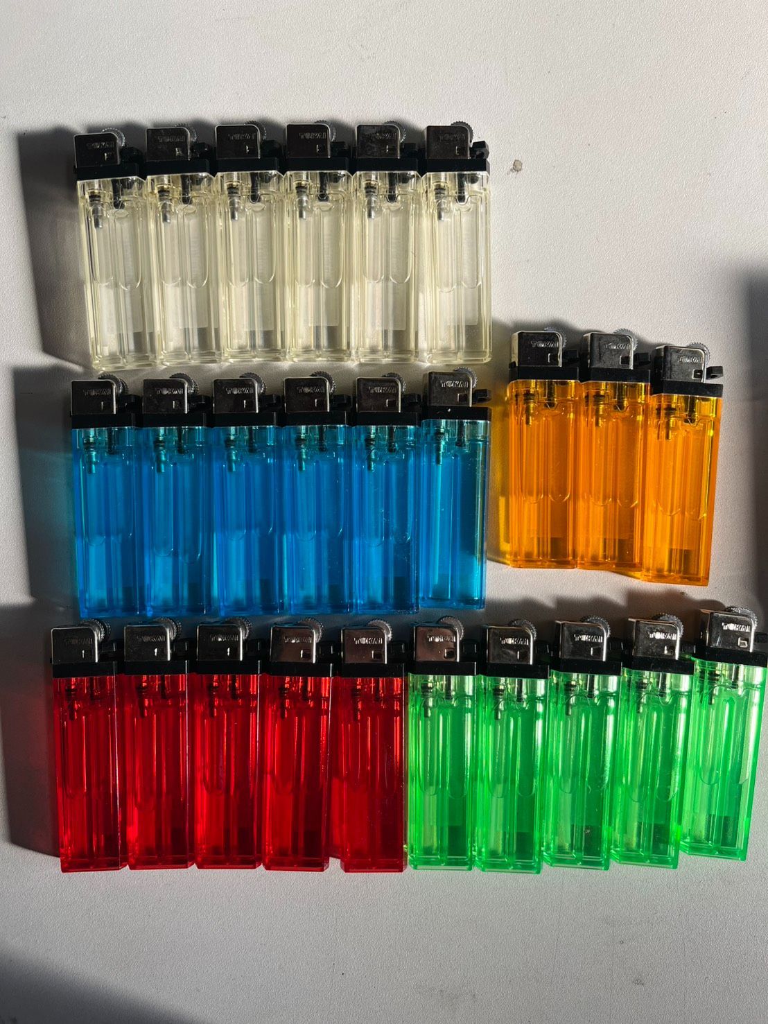 使い捨てライター 透明 アソート 電子式 PSCマークあり 25本