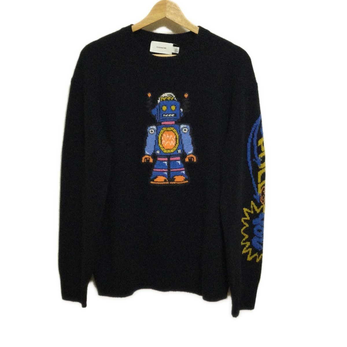 COACH コーチ 長袖セーター サイズS レディース - ダークネイビー×ブルー×マルチ クルーネック ロボット