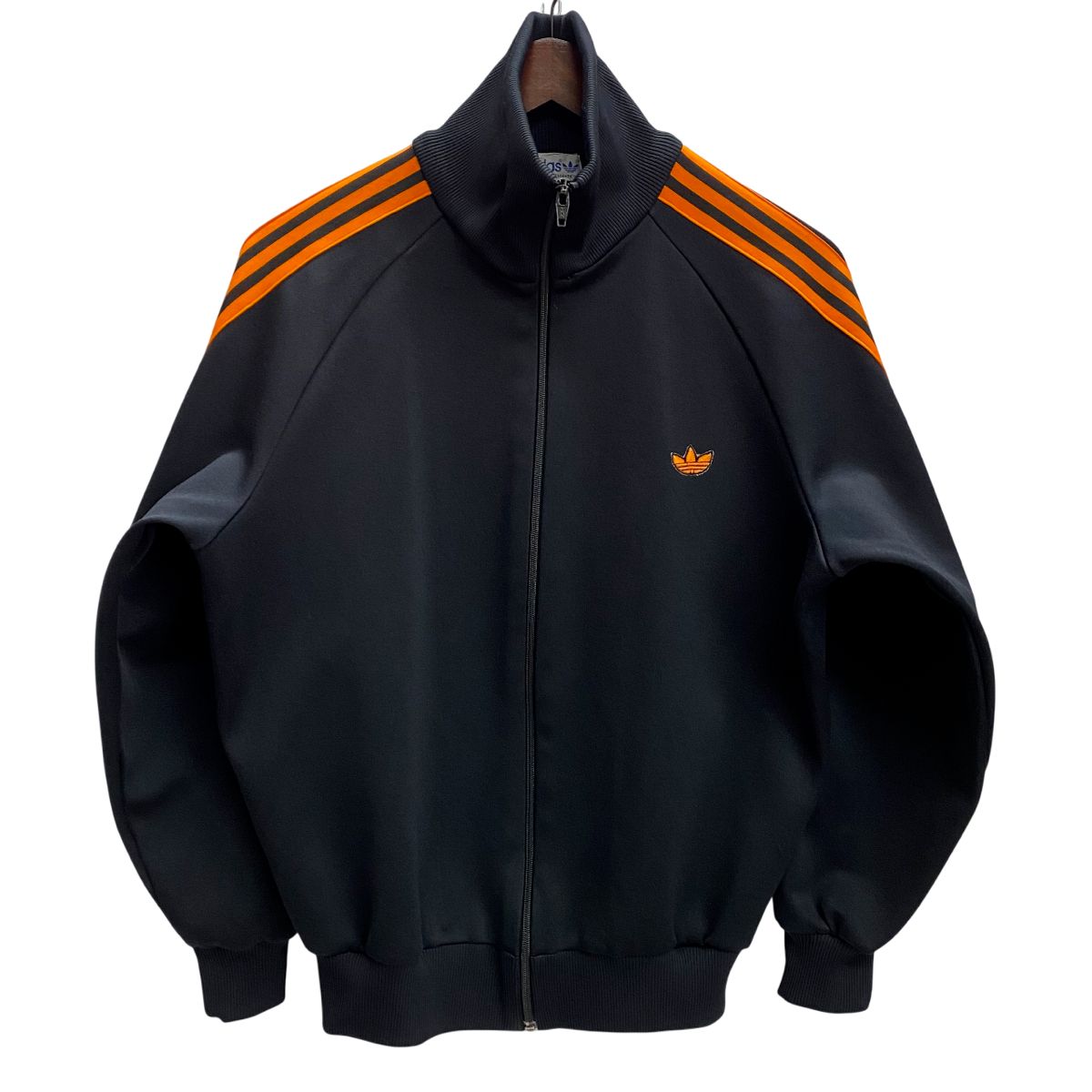 アディダス adidas 80 s ジップアップジャケット トラックジャケット デサント製 ADS-4 F ジャージ ブラック 201 MT-4902 VB