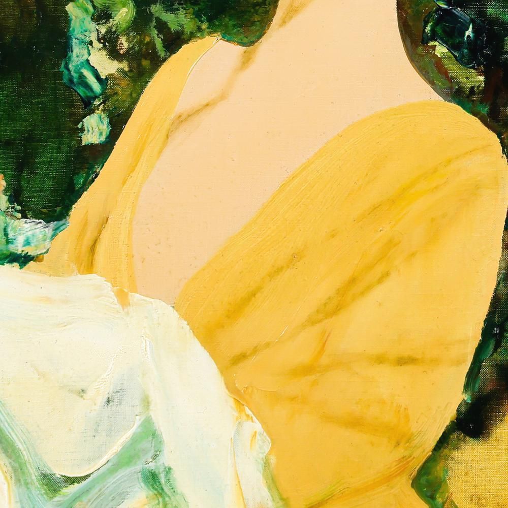 真作】【WISH】斎藤三郎「セビリヤの娘」油彩 6号 ◇黄衣の情熱美女 〇