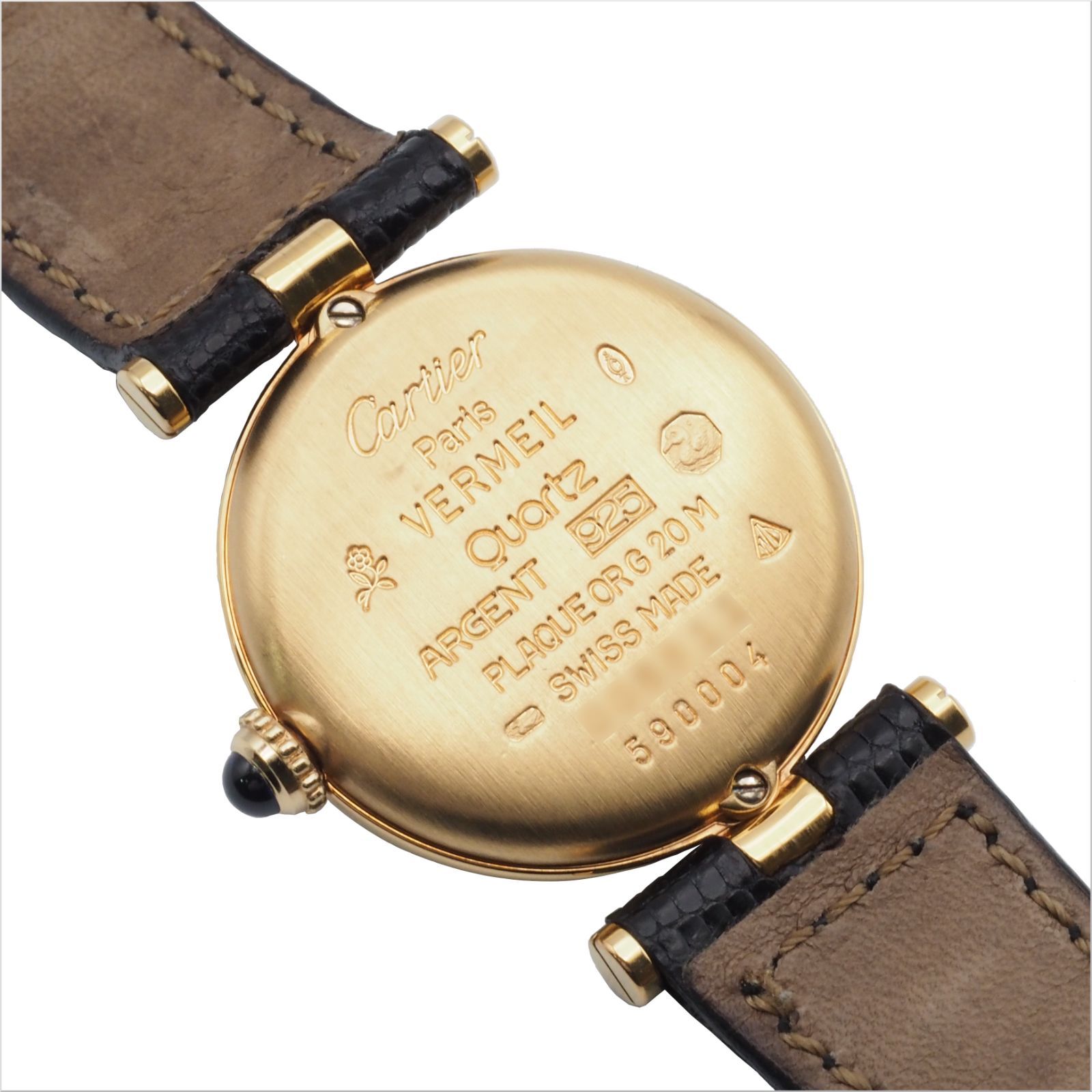  Cartier カルティエ マスト ヴァンドーム SM ブラック Ref.590004 ヴェルメイユ YGP SV 925 1990年前後 腕時計(クォーツ) 腕時計(アナログ)