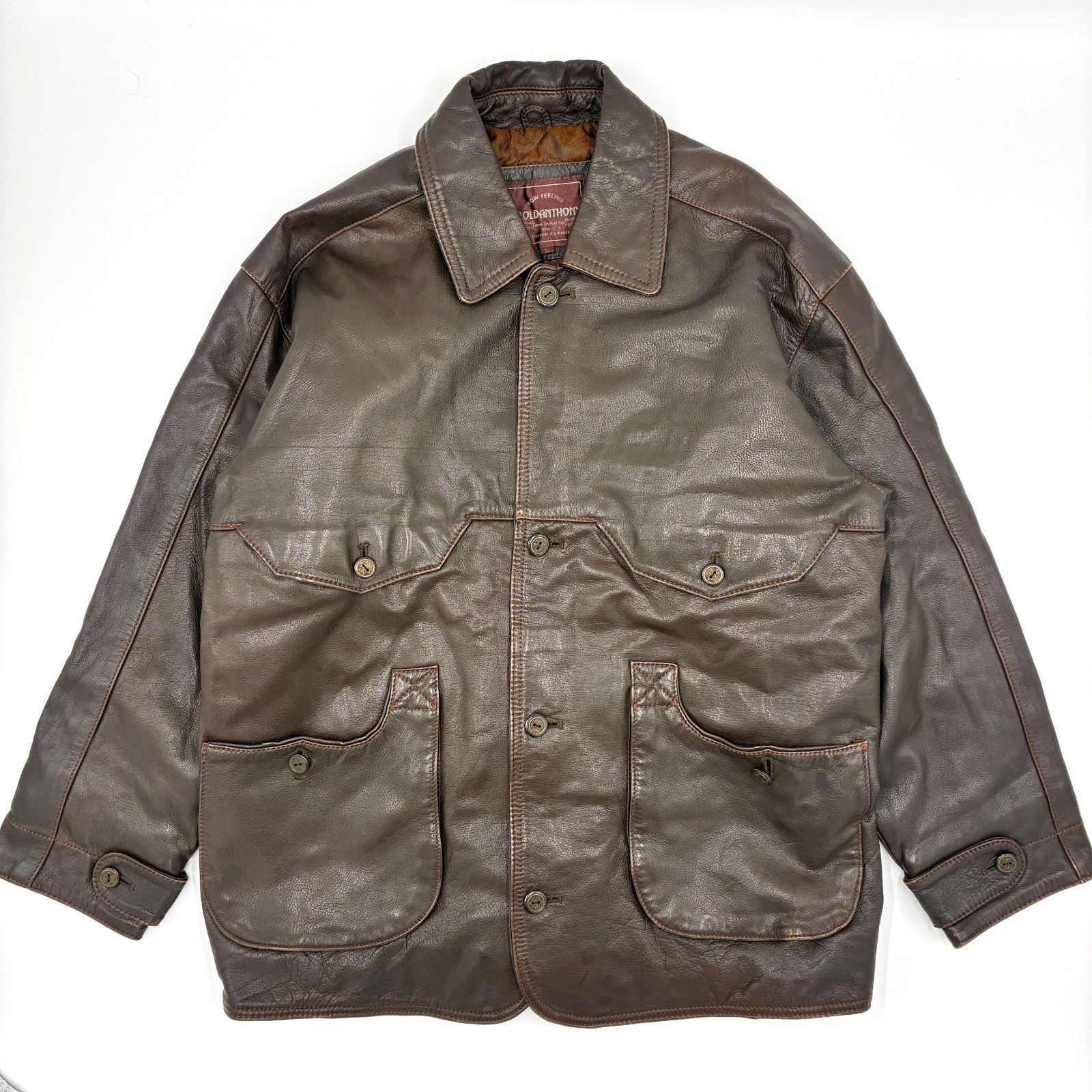 美品 メンズ LOLDANTHONY 山羊革 レザージャケット Lサイズ ブラウン