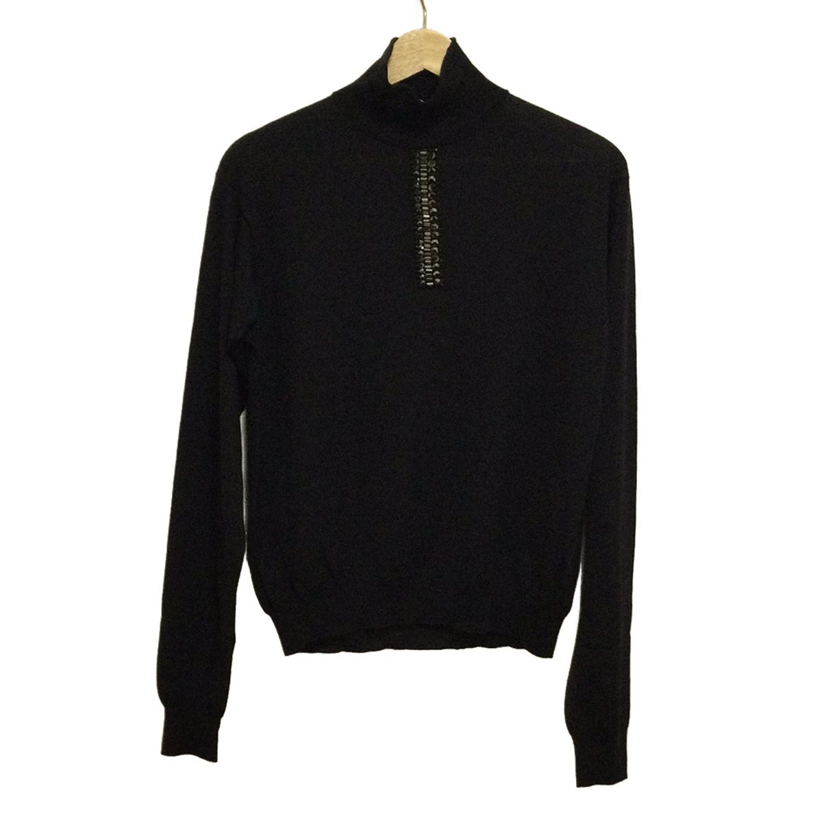 ジルサンダー 長袖セーター サイズ36 S レディース - 黒 ハイネック ビジュー