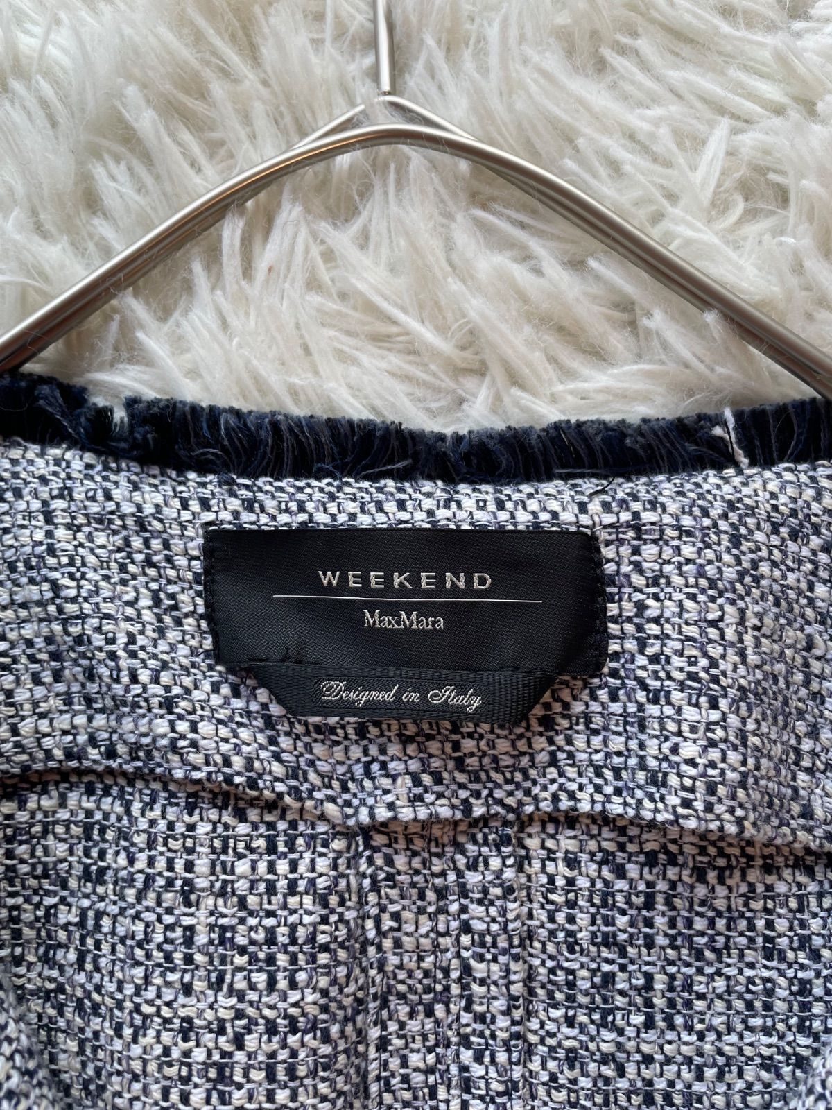 極美品 Max Mara マックスマーラ ノーカラーミックスツイードロング