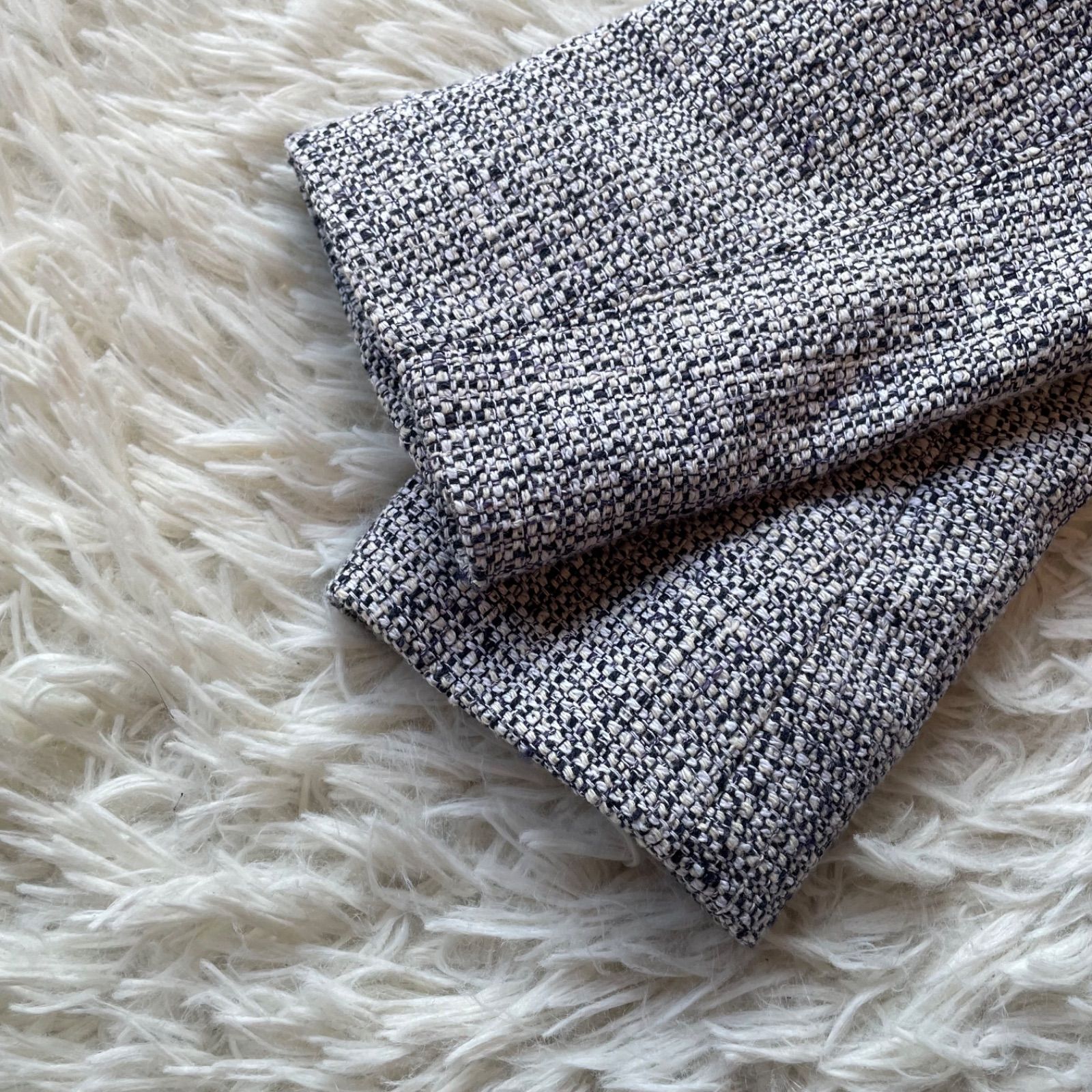 極美品 Max Mara マックスマーラ ノーカラーミックスツイードロング