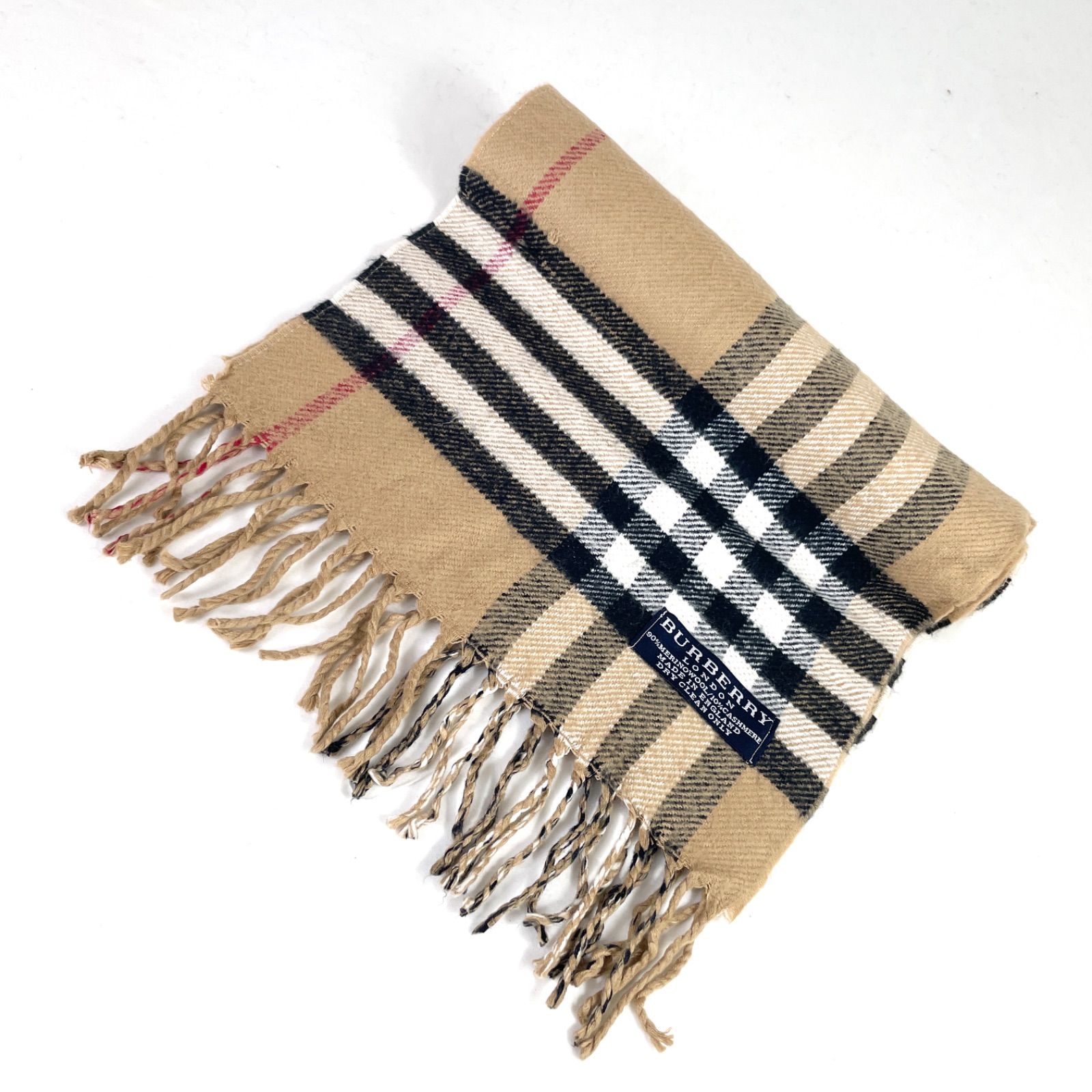 t2116 バーバリー ロンドン マフラー チェック カシミア10% ウール90