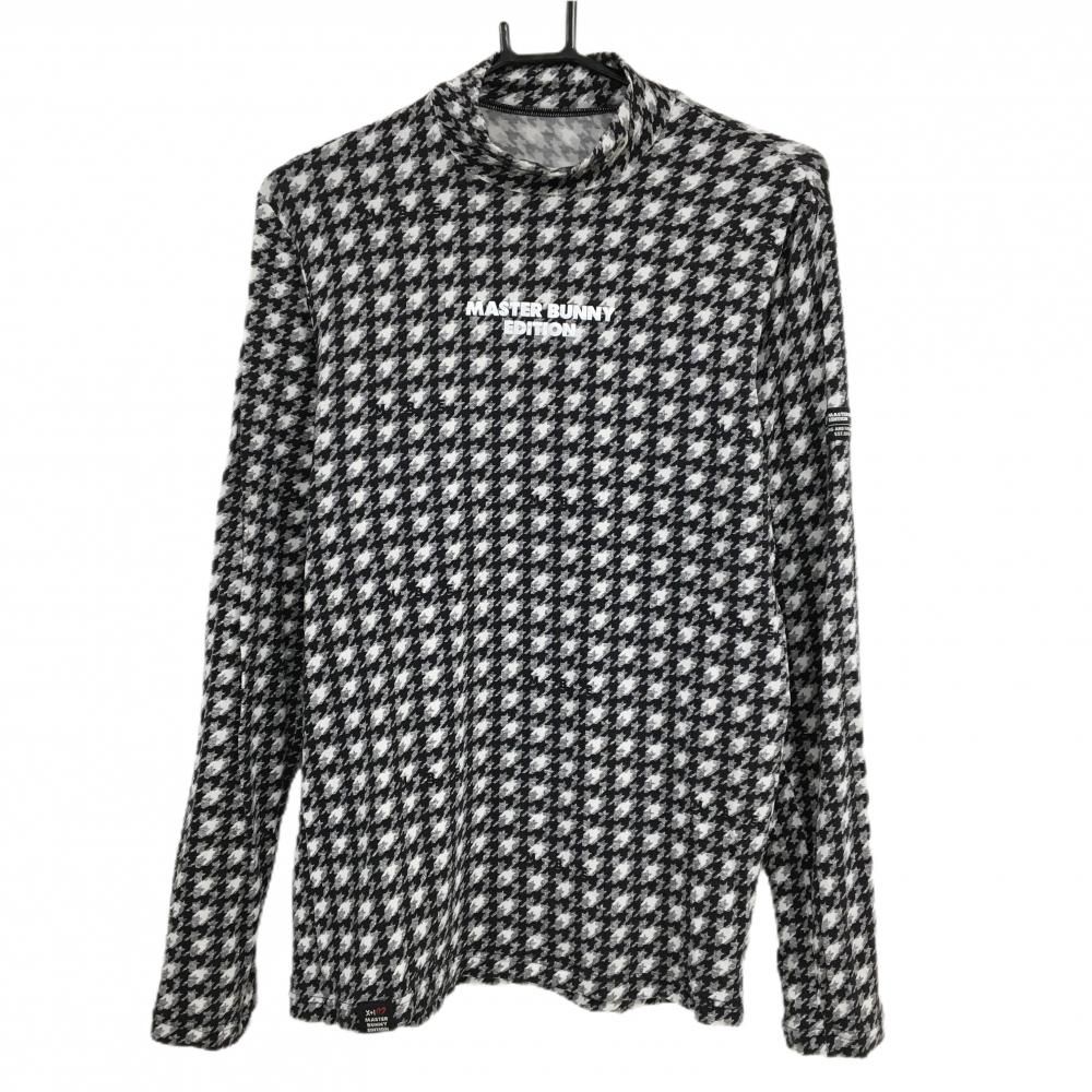 美品】マスターバニー 長袖ハイネックシャツ 黒×白 裏起毛 ストレッチ
