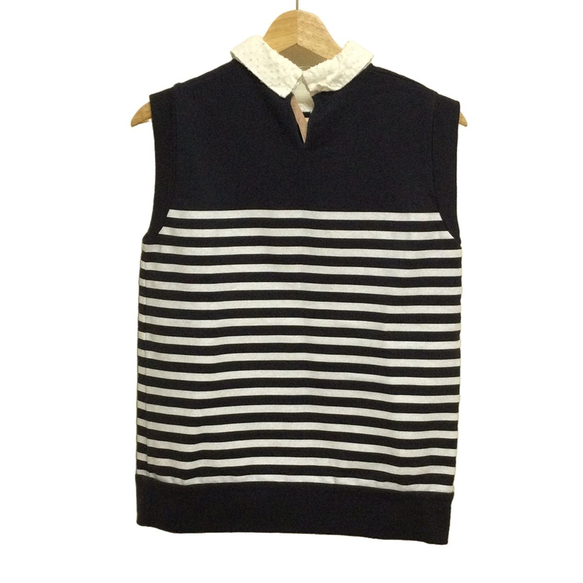 N゜21 ヌメロ ヴェントゥーノ ノースリーブカットソー サイズ38 M レディース - ネイビー×白 ボーダー