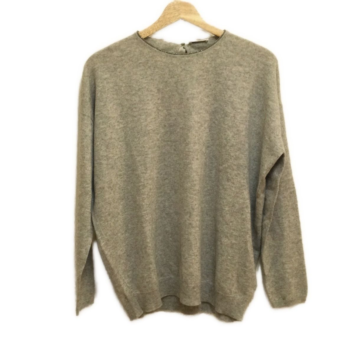 BRUNELLO CUCINELLI ブルネロクチネリ 長袖セーター サイズM レディース - ライトグレー クルーネック ビーズ
