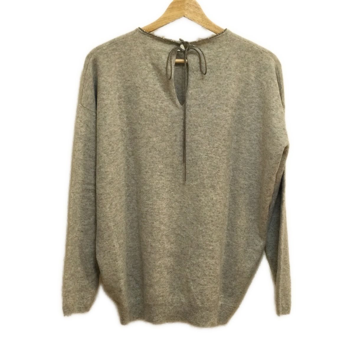 BRUNELLO CUCINELLI ブルネロクチネリ 長袖セーター サイズM レディース - ライトグレー クルーネック ビーズ