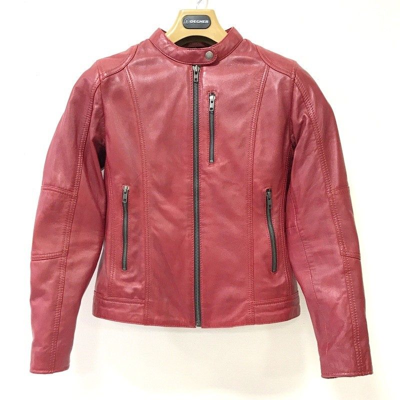 Frau DEGNER フラウデグナー レザージャケット 2302 レッド レディース Sサイズ 羊革 ライダース オートバイ ツーリング バイクウェア TA 3934