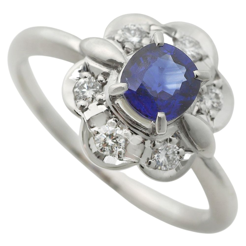 鑑付 天然サファイア リング 指輪 4.6 g プラチナ Pt 900 サファイア 0.73 ct メレダイヤ 0.16 11.5号 ノーブランド