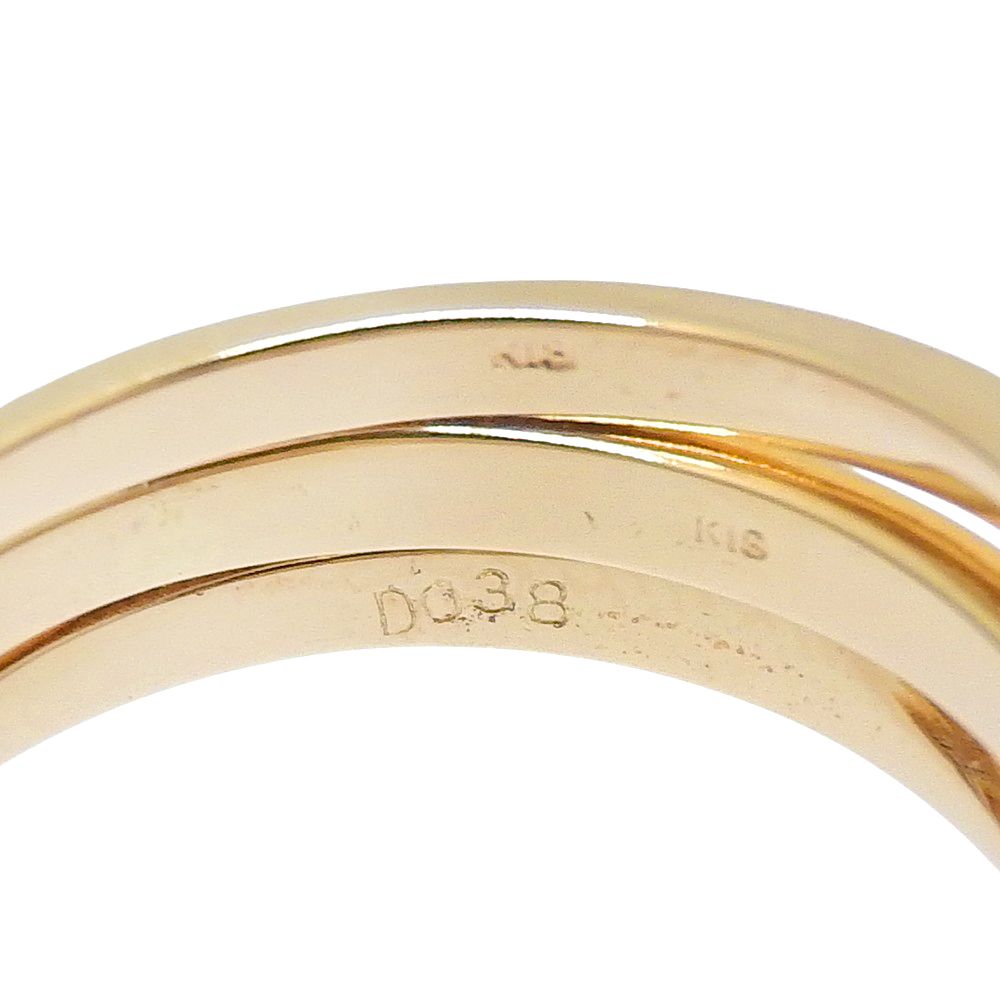 鑑付 天然コランダム 2連リング 指輪 6.4 g K 18 YG メレルビー 0.62 ct メレダイヤモンド 0.38 8号 ノーブランド